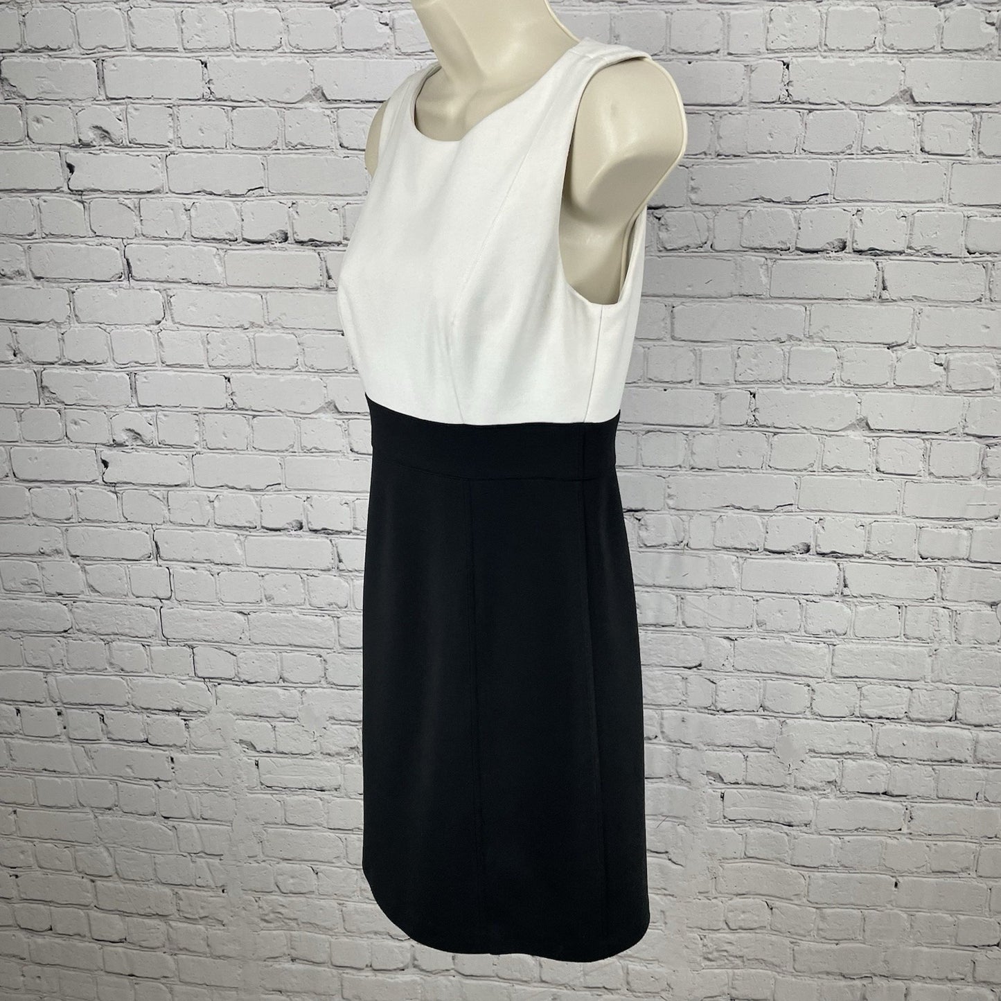 Laundry By Design Black White Sleeveless Zip Lined Stretch Sheath Dress Size 2
