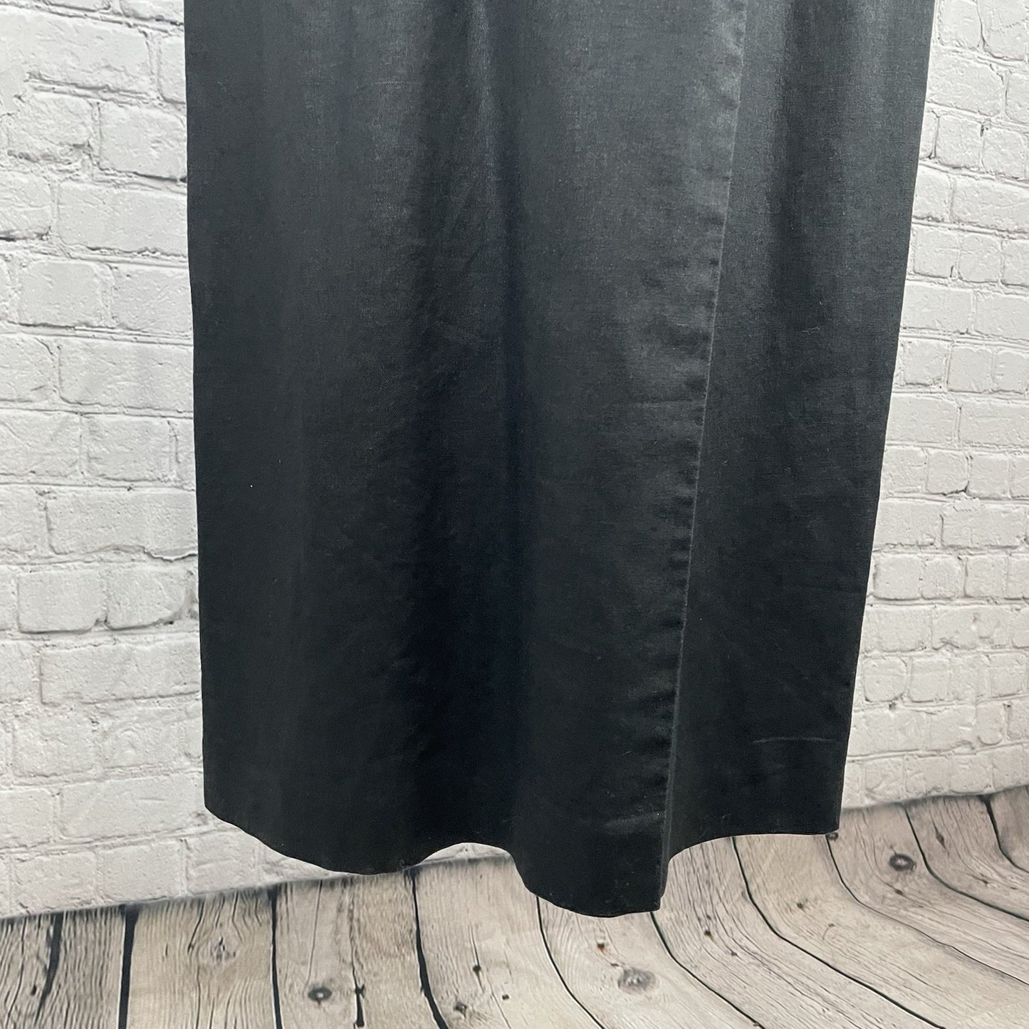 David Warren Black Linen Blend Buttoned Lined Zipped Sheath Midi Dress Size 10