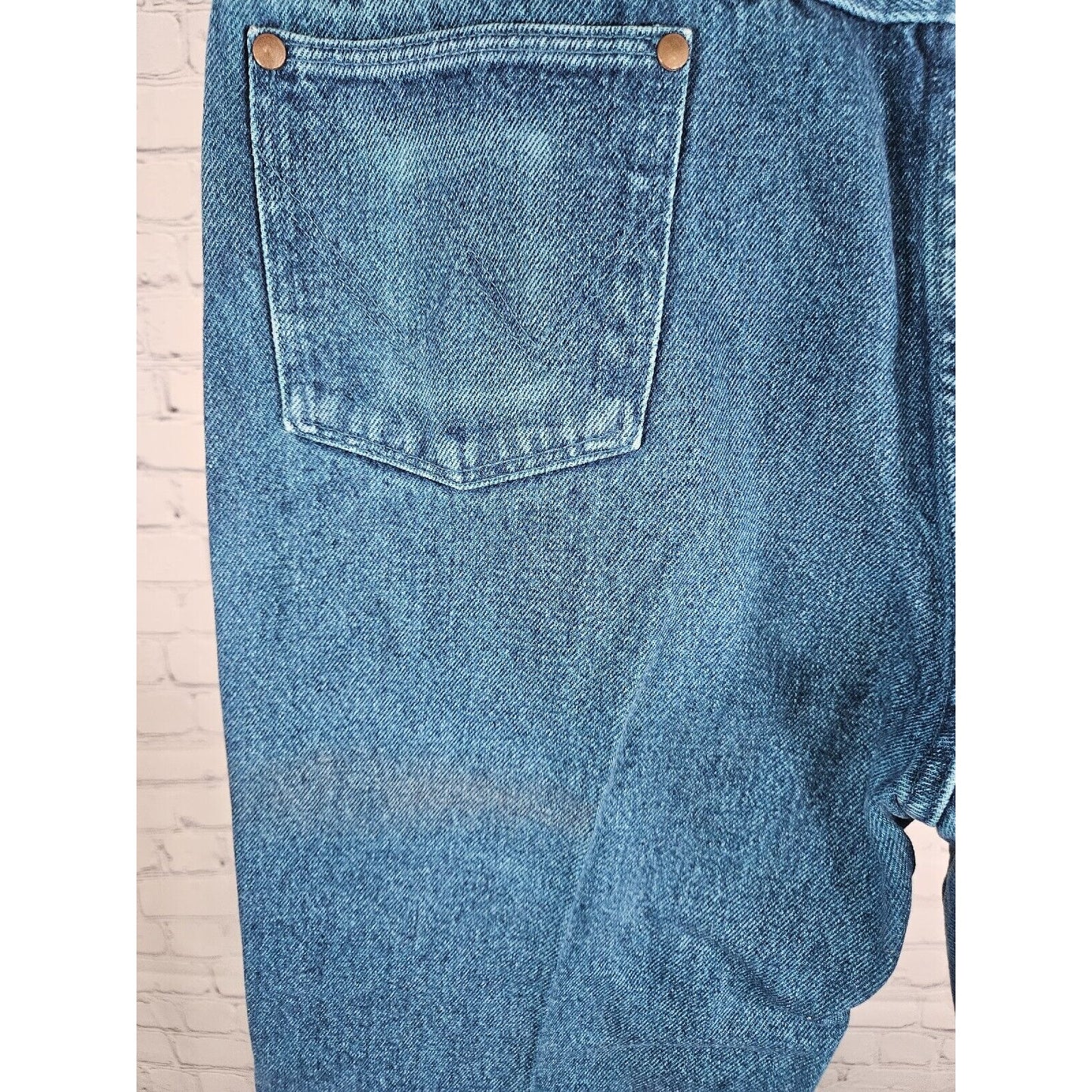 VTG Wrangler Made In USA Blue Green Hand Dyed Straight Leg Jeans Size 36 X 32