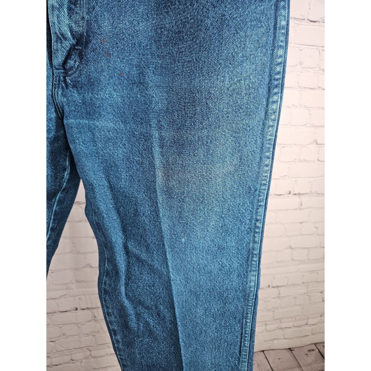 VTG Wrangler Made In USA Blue Green Hand Dyed Straight Leg Jeans Size 36 X 32