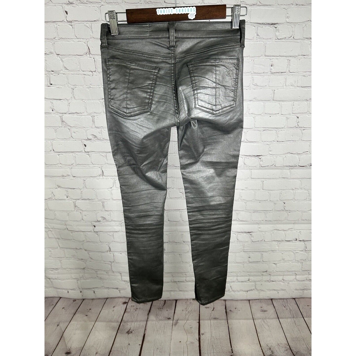 Rag & Bone For Intermix Pewter Vegan Leather Ankle Zipper Capri Pants (25x26.5)