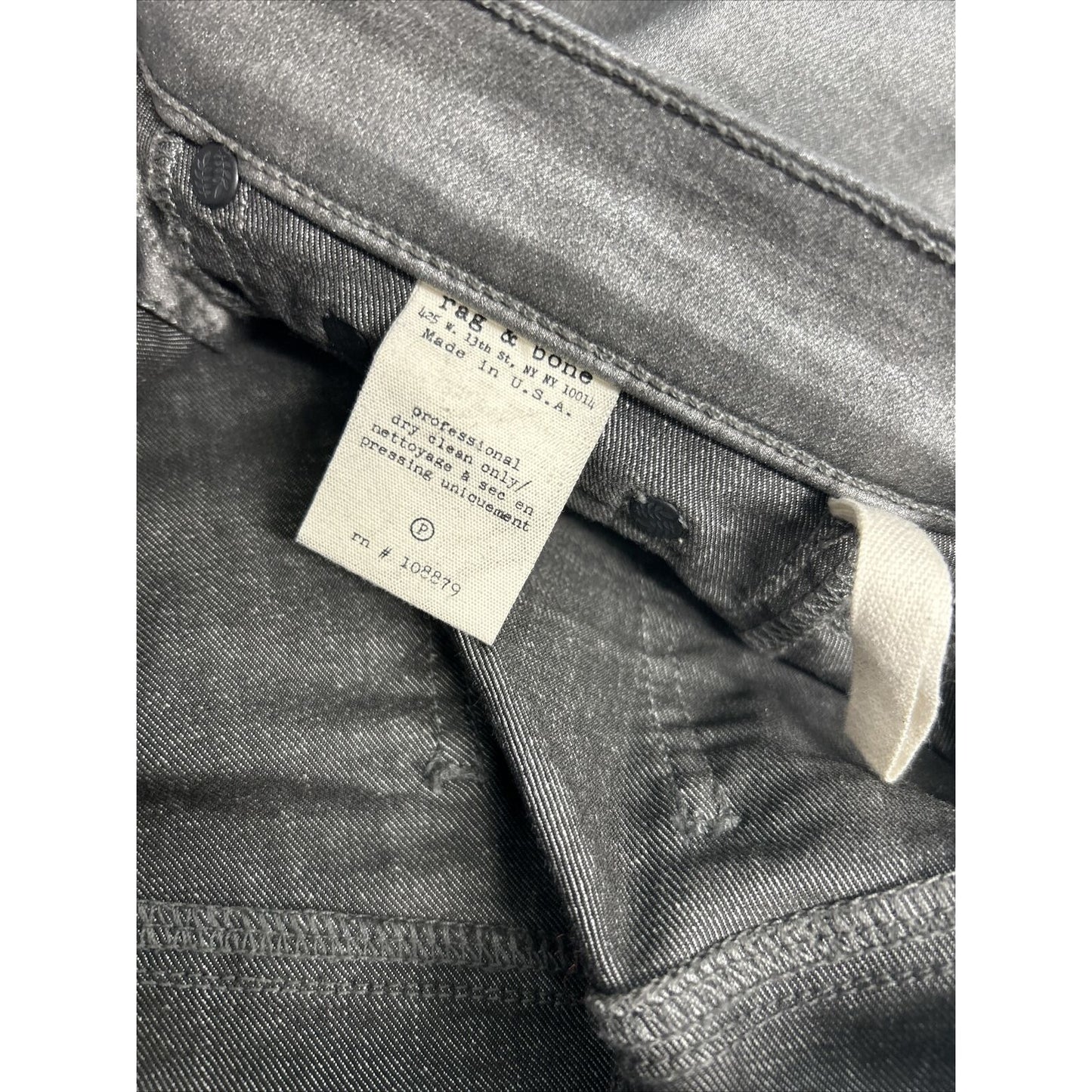 Rag & Bone For Intermix Pewter Vegan Leather Ankle Zipper Capri Pants (25x26.5)