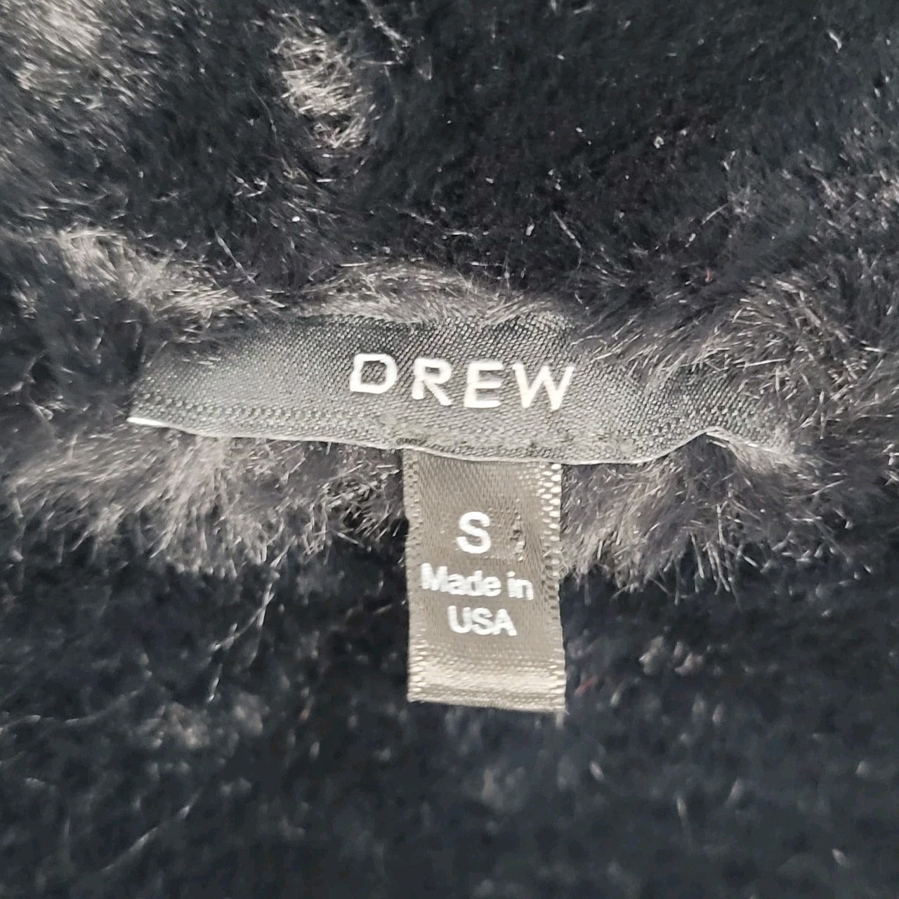Drew Black Faux Vegan Suede Soft Fur Lined Crop Jacket USA Made Size Small S