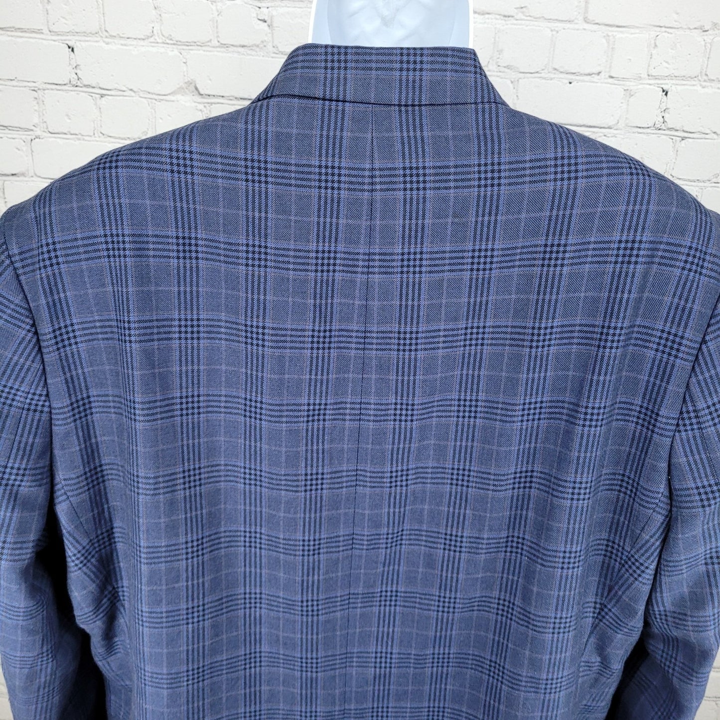 Van Heusen Studio Blue Plaid 2 Button Vented Notch Blazer Sport Coat Size 48R