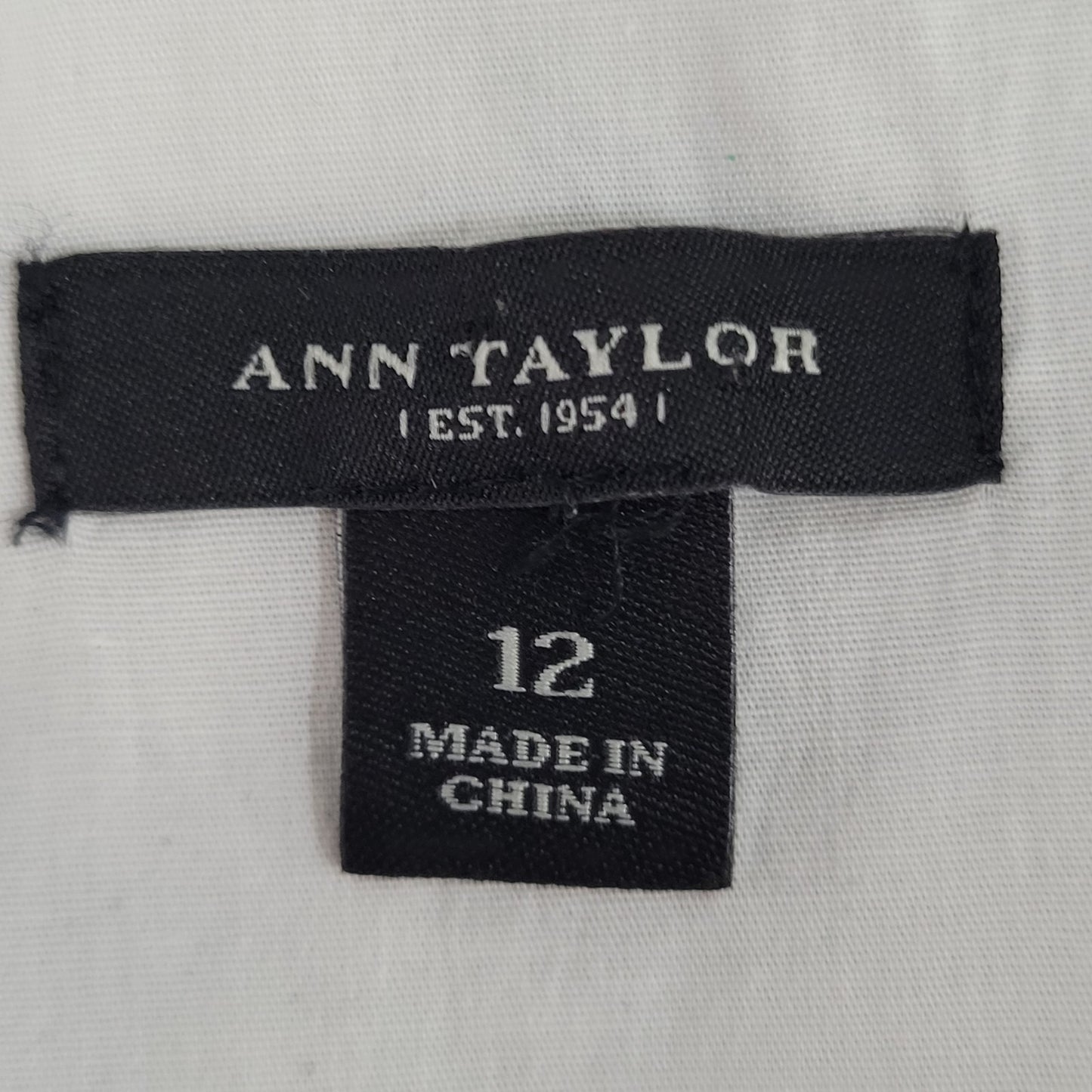 Ann Taylor Black & White Belted Sleeveless Lined Stretch Shift Dress Size 12
