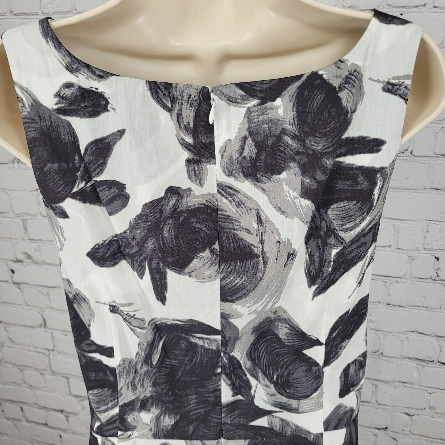 Ann Taylor Black & White Belted Sleeveless Lined Stretch Shift Dress Size 12