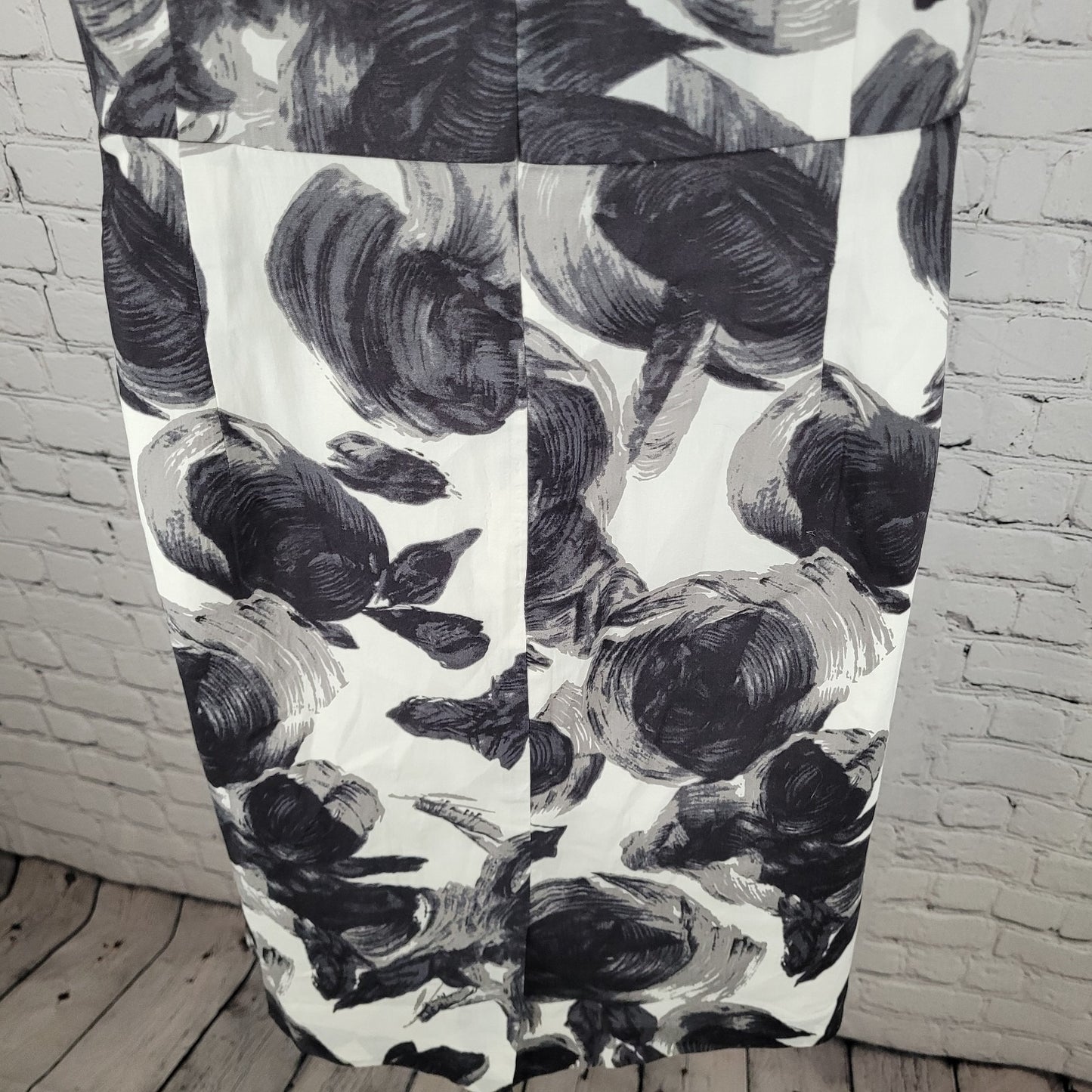 Ann Taylor Black & White Belted Sleeveless Lined Stretch Shift Dress Size 12