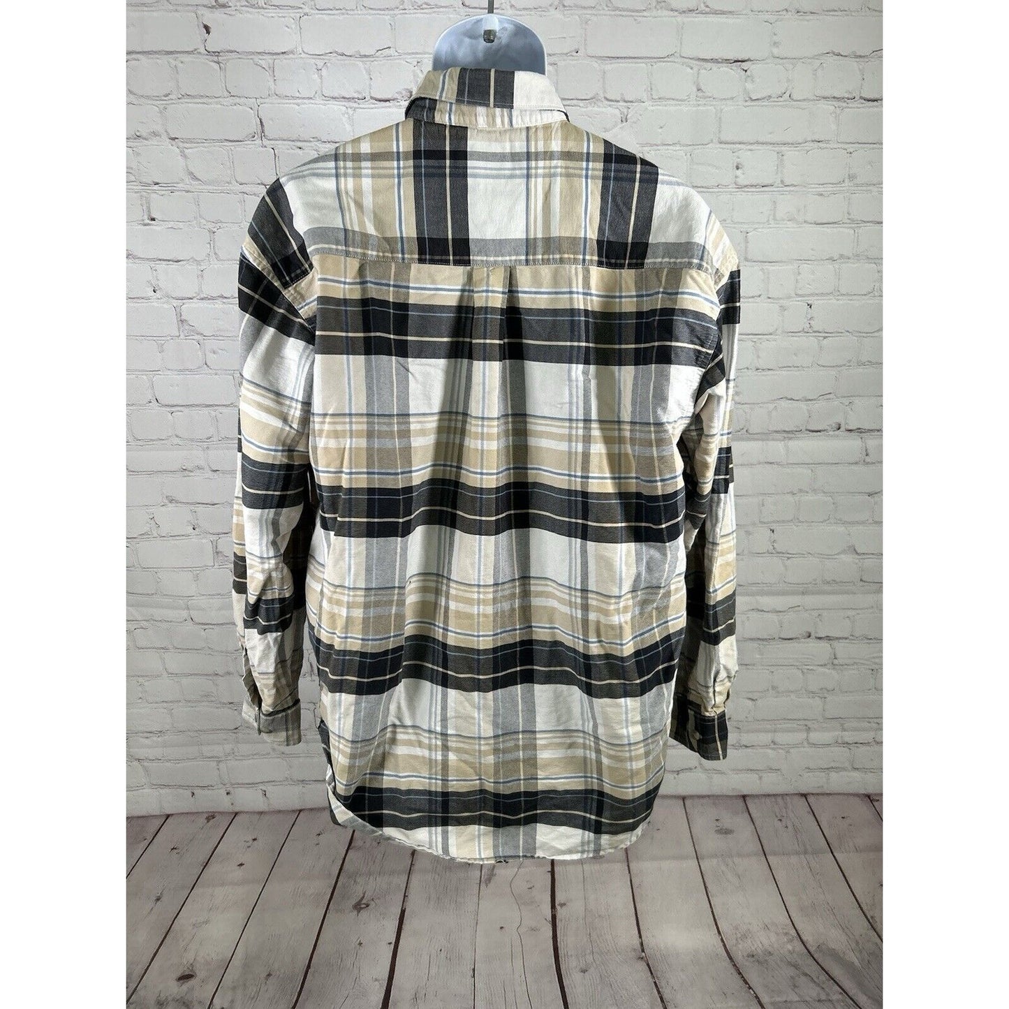 Twenty X Wrangler Jean Co Plaid White Brown Blue Long Sleeve Button Plaid XL