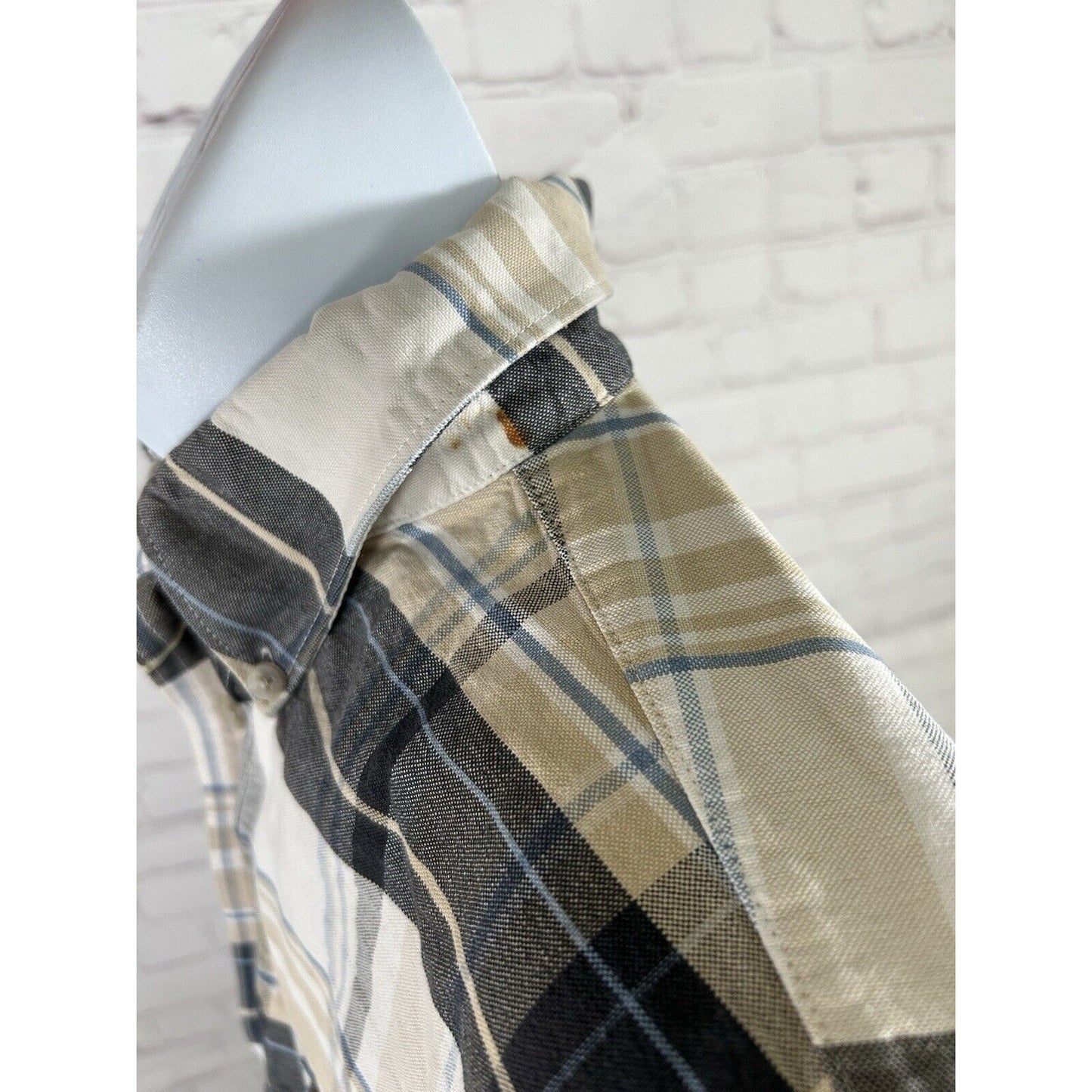 Twenty X Wrangler Jean Co Plaid White Brown Blue Long Sleeve Button Plaid XL