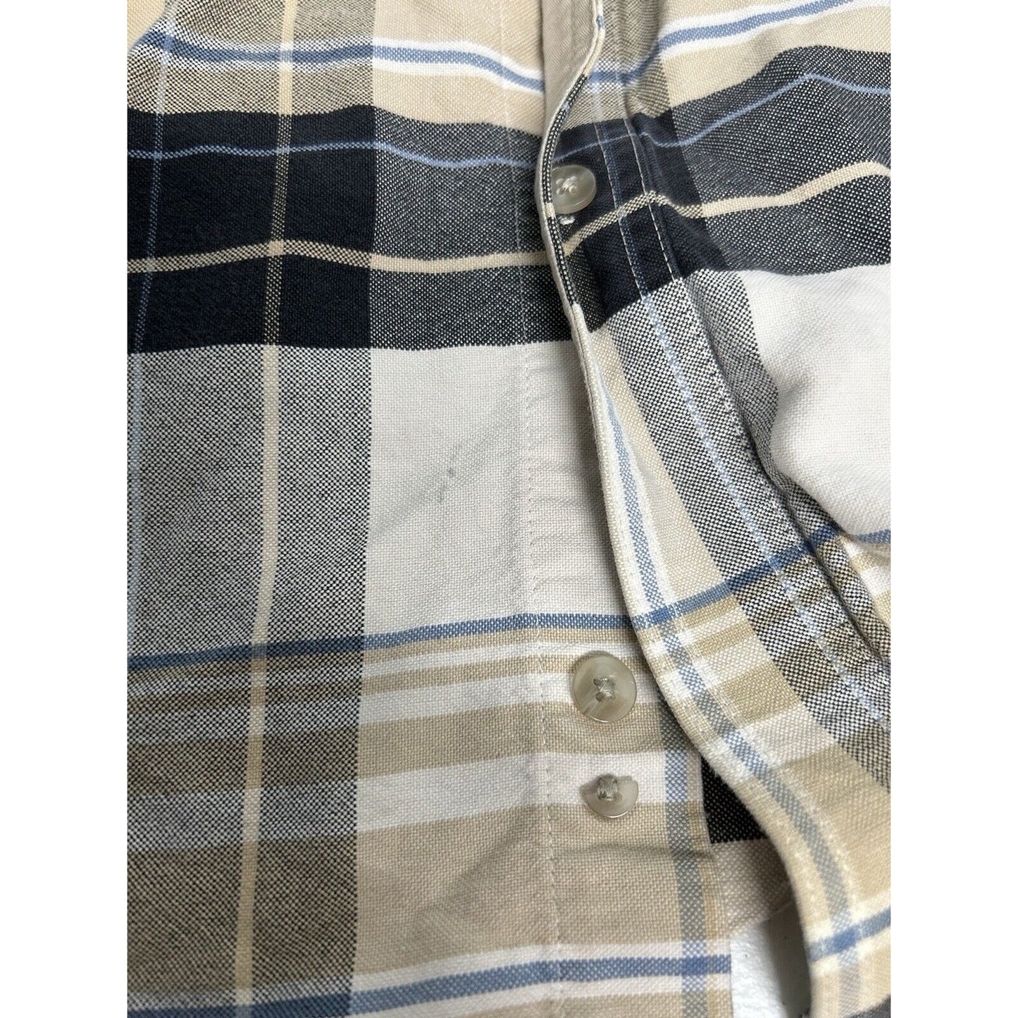 Twenty X Wrangler Jean Co Plaid White Brown Blue Long Sleeve Button Plaid XL