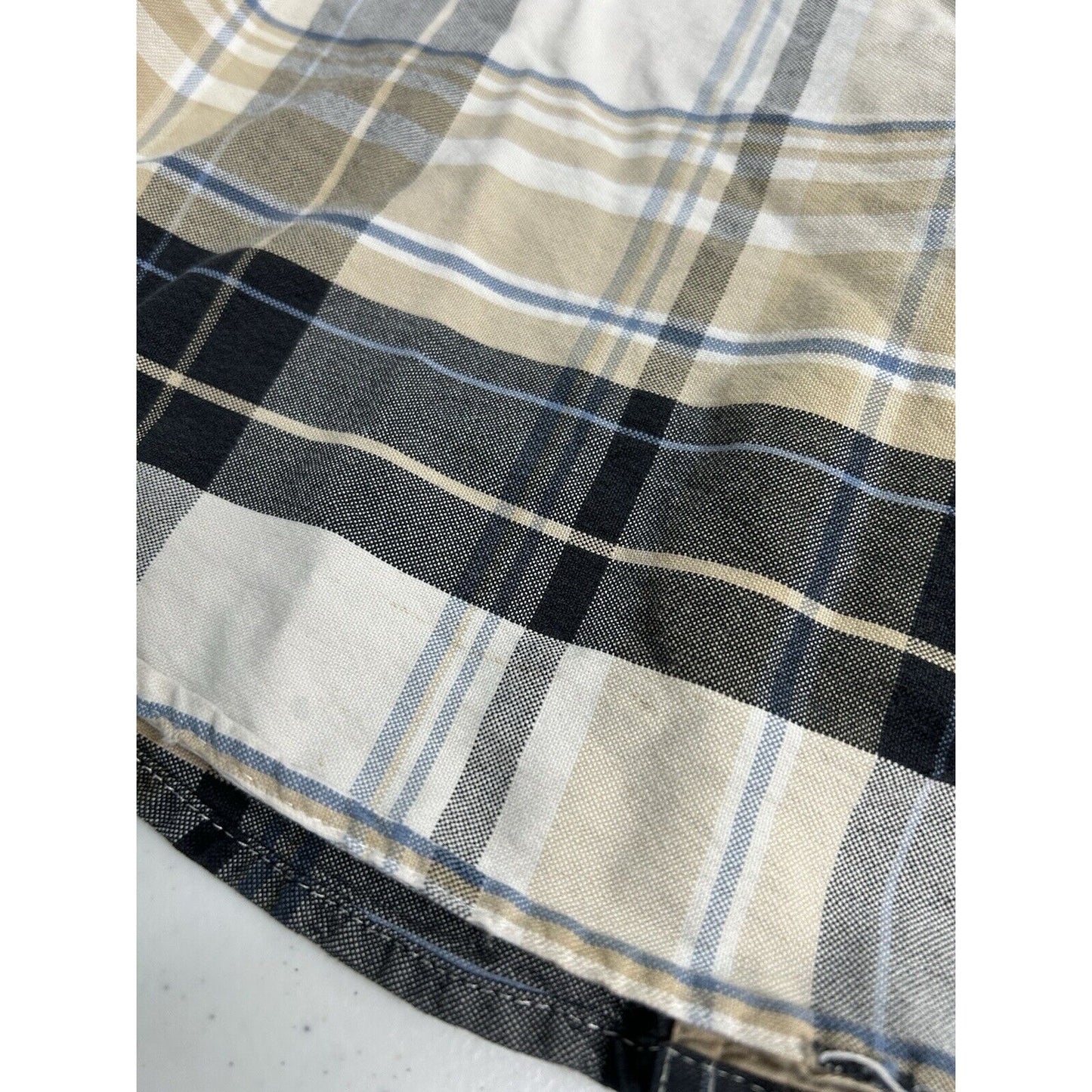 Twenty X Wrangler Jean Co Plaid White Brown Blue Long Sleeve Button Plaid XL