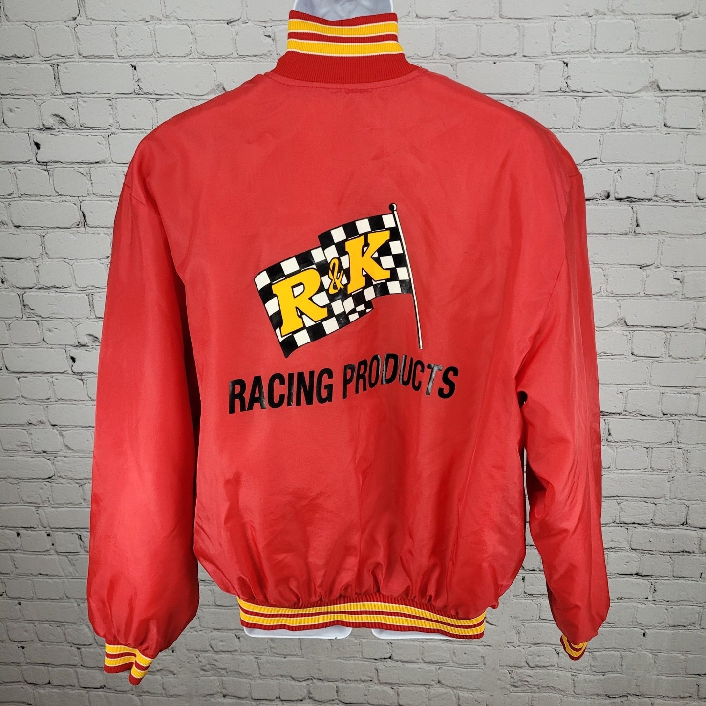 VTG Birdie Racing Products Red Snapped Bomber Jacket USA Made Retro Large L
