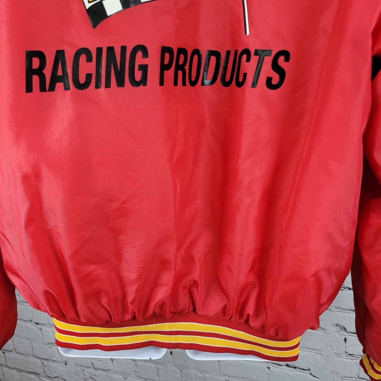VTG Birdie Racing Products Red Snapped Bomber Jacket USA Made Retro Large L