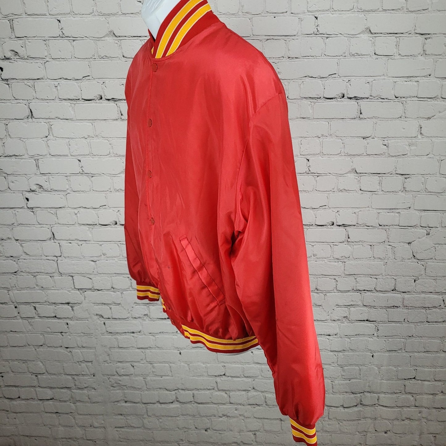 VTG Birdie Racing Products Red Snapped Bomber Jacket USA Made Retro Large L