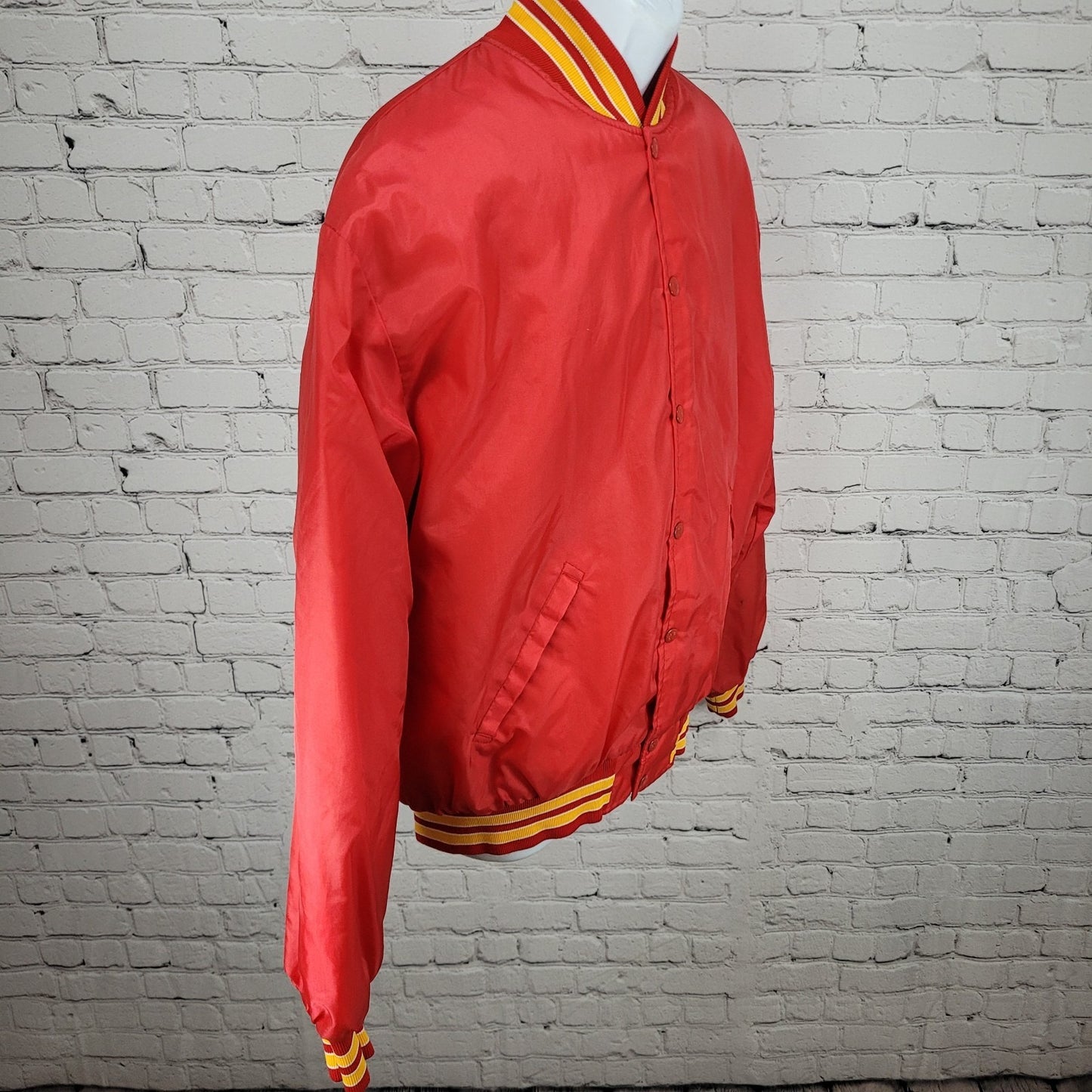 VTG Birdie Racing Products Red Snapped Bomber Jacket USA Made Retro Large L