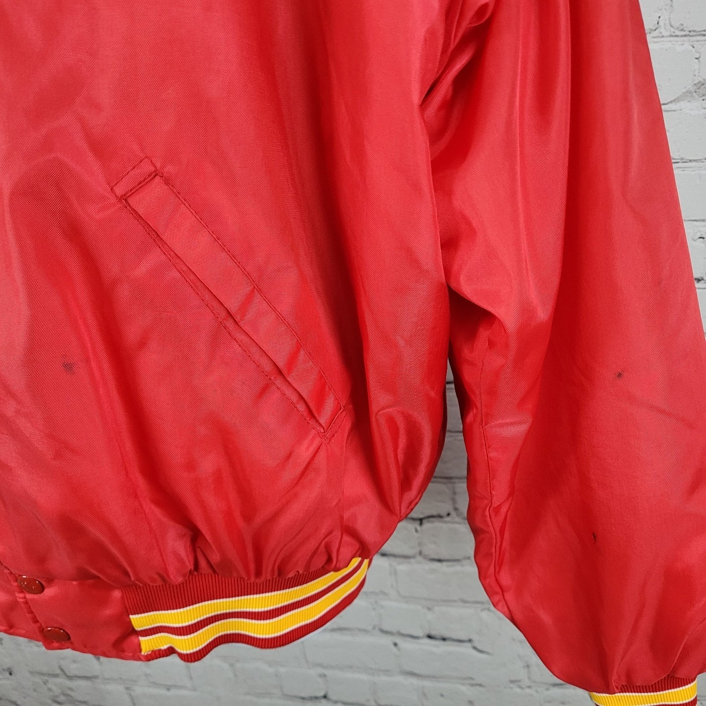 VTG Birdie Racing Products Red Snapped Bomber Jacket USA Made Retro Large L