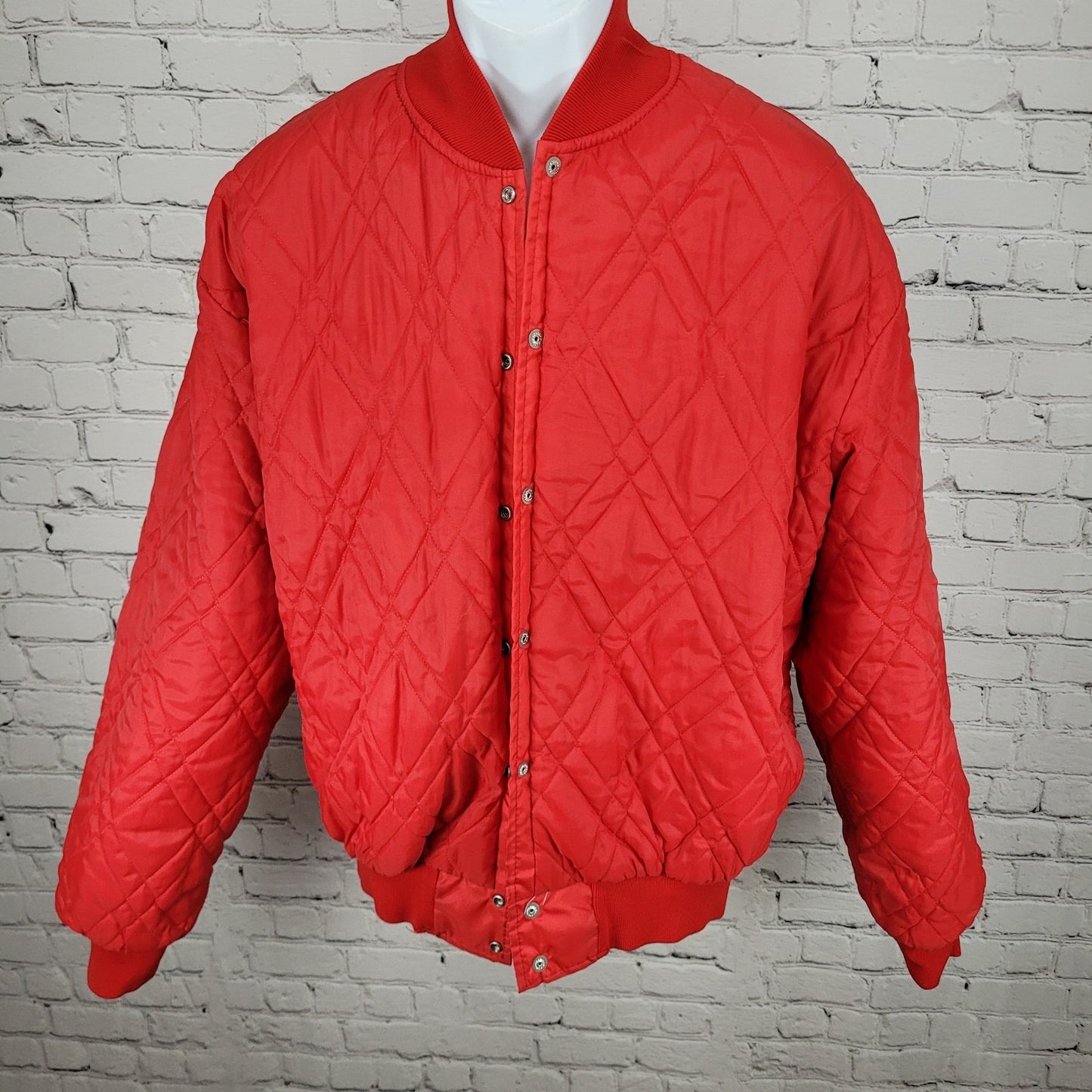 VTG Birdie Racing Products Red Snapped Bomber Jacket USA Made Retro Large L