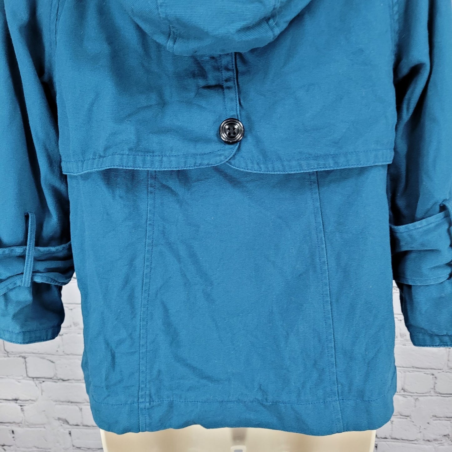 Tulle Anthropologie Blue Cotton Double Breasted 3/4 Sleeve Jacket Size Small S