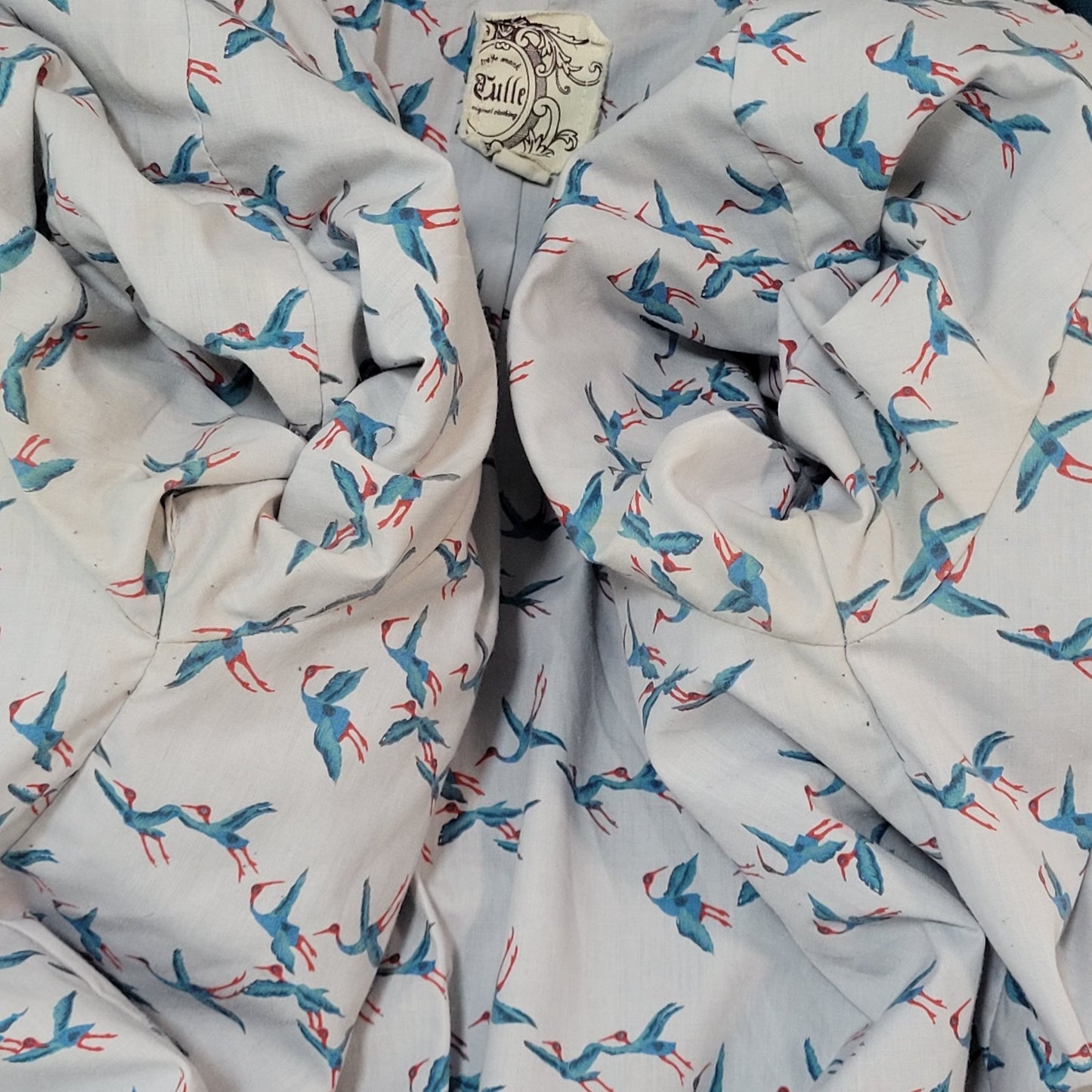 Tulle Anthropologie Blue Cotton Double Breasted 3/4 Sleeve Jacket Size Small S