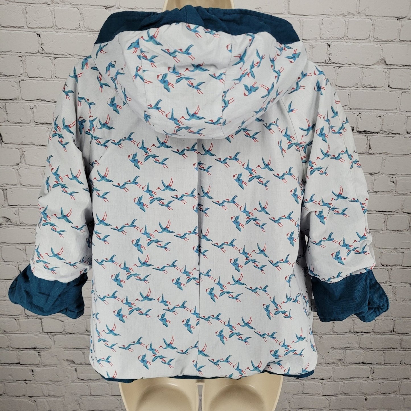 Tulle Anthropologie Blue Cotton Double Breasted 3/4 Sleeve Jacket Size Small S