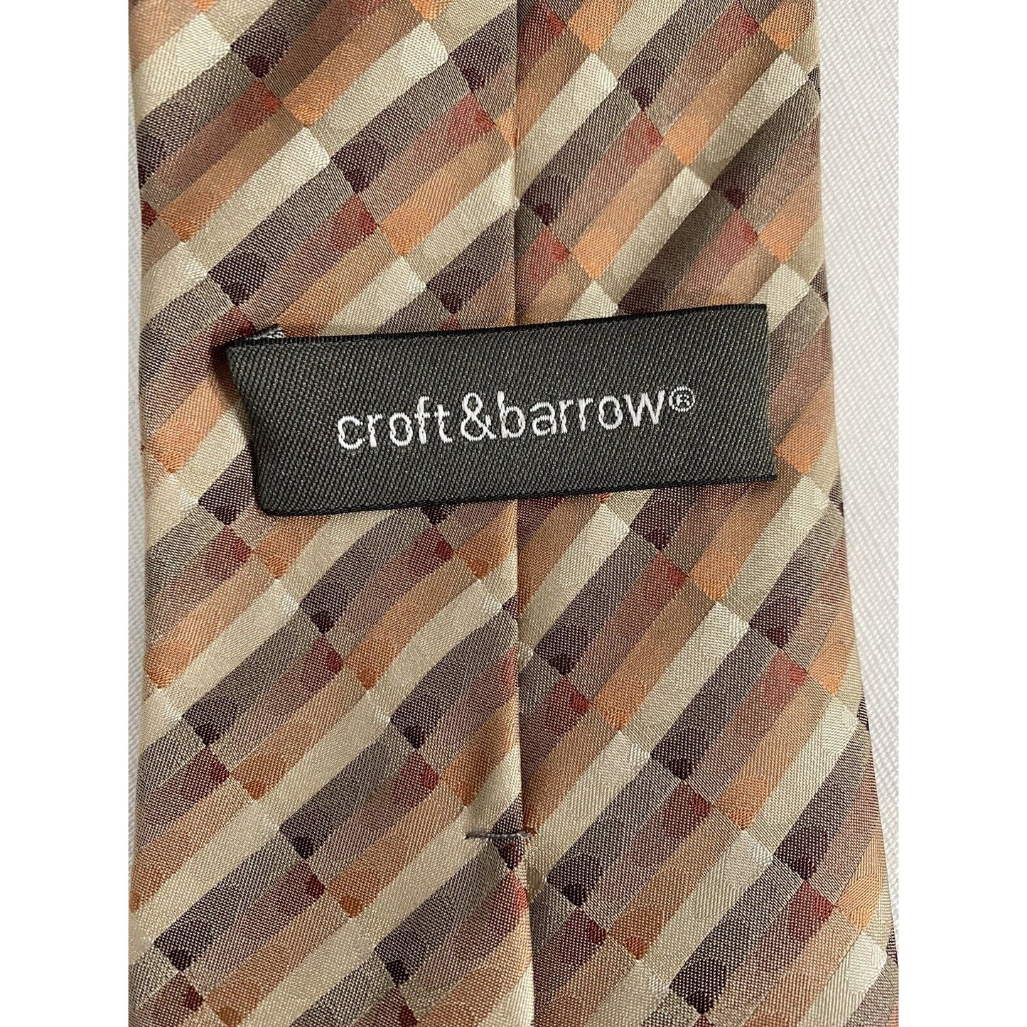 Croft Barrow Multicolored Stain Resistant 100% Silk Handmade Necktie 58” x 3.75”