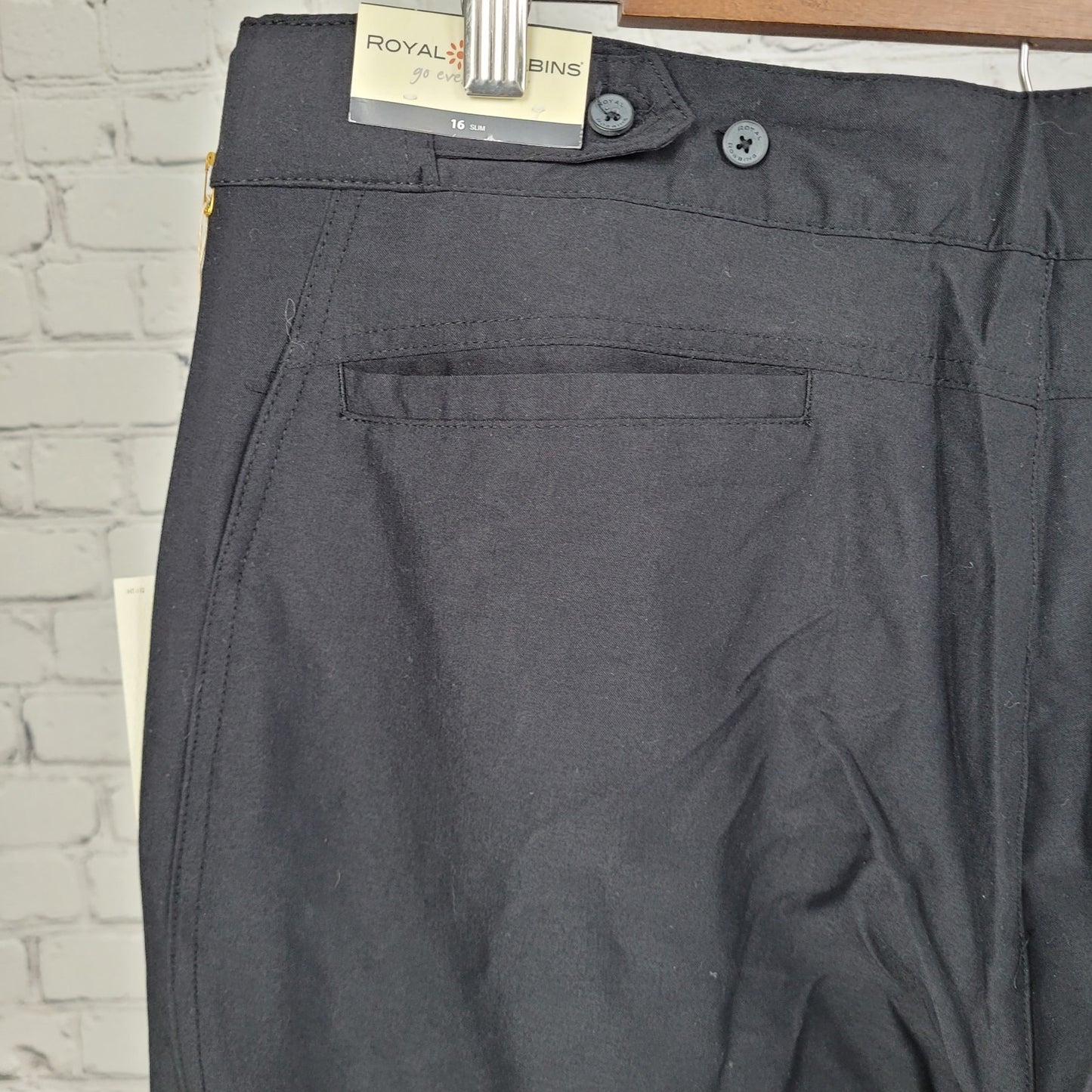 NWT Royal Robbins Black Paseo Stretch Nylon Traveler UPF Pants Slim 16 (36x28)