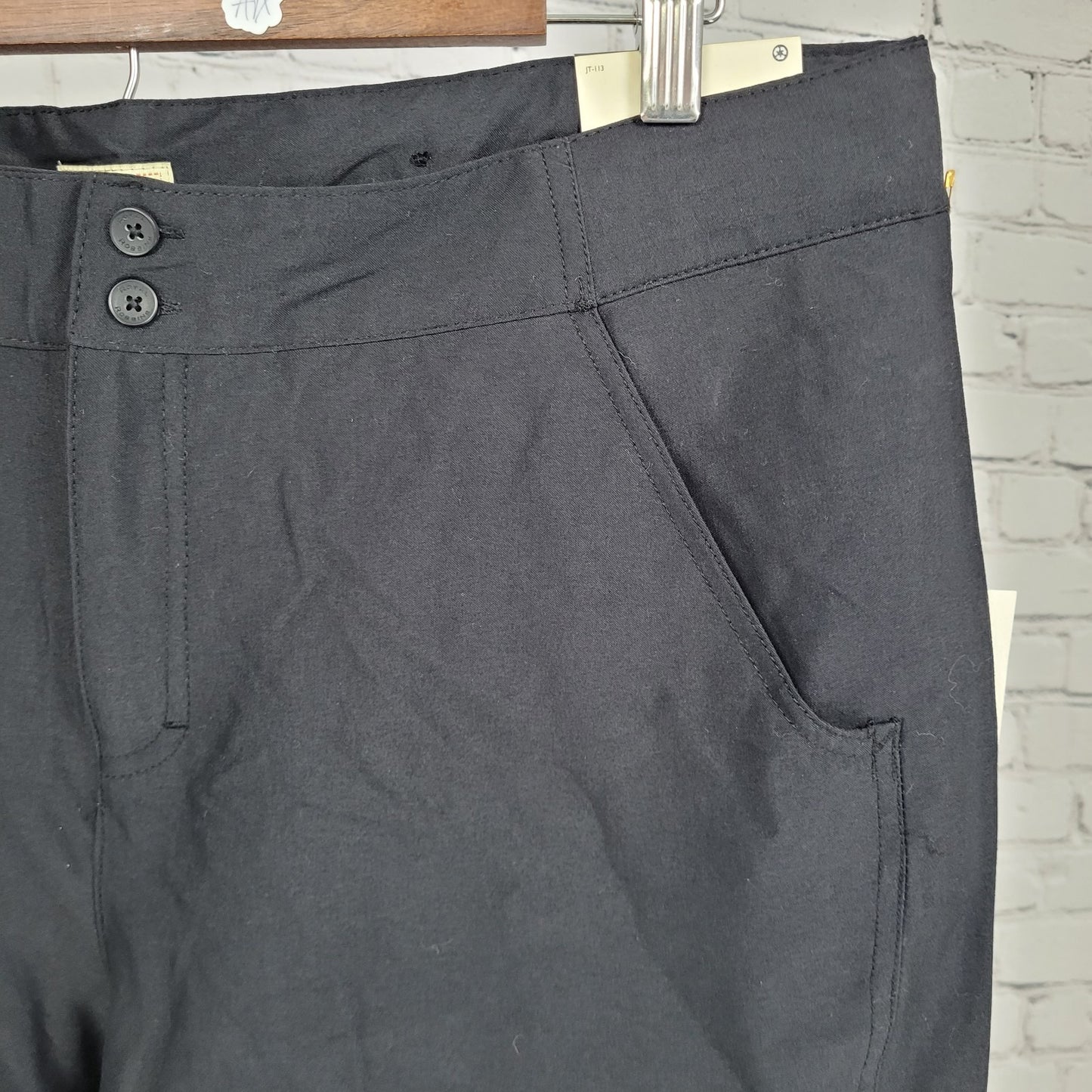 NWT Royal Robbins Black Paseo Stretch Nylon Traveler UPF Pants Slim 16 (36x28)