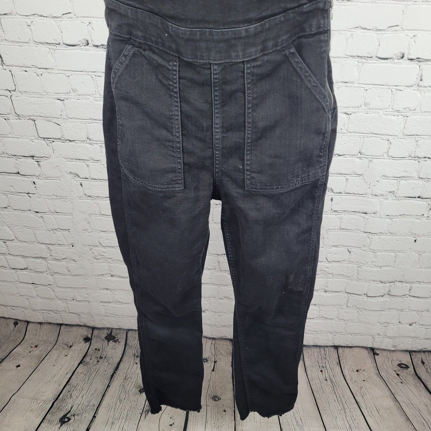 Madewell Black Denim Skinny Leg Adjustable Straps Overalls Jumper Size XS