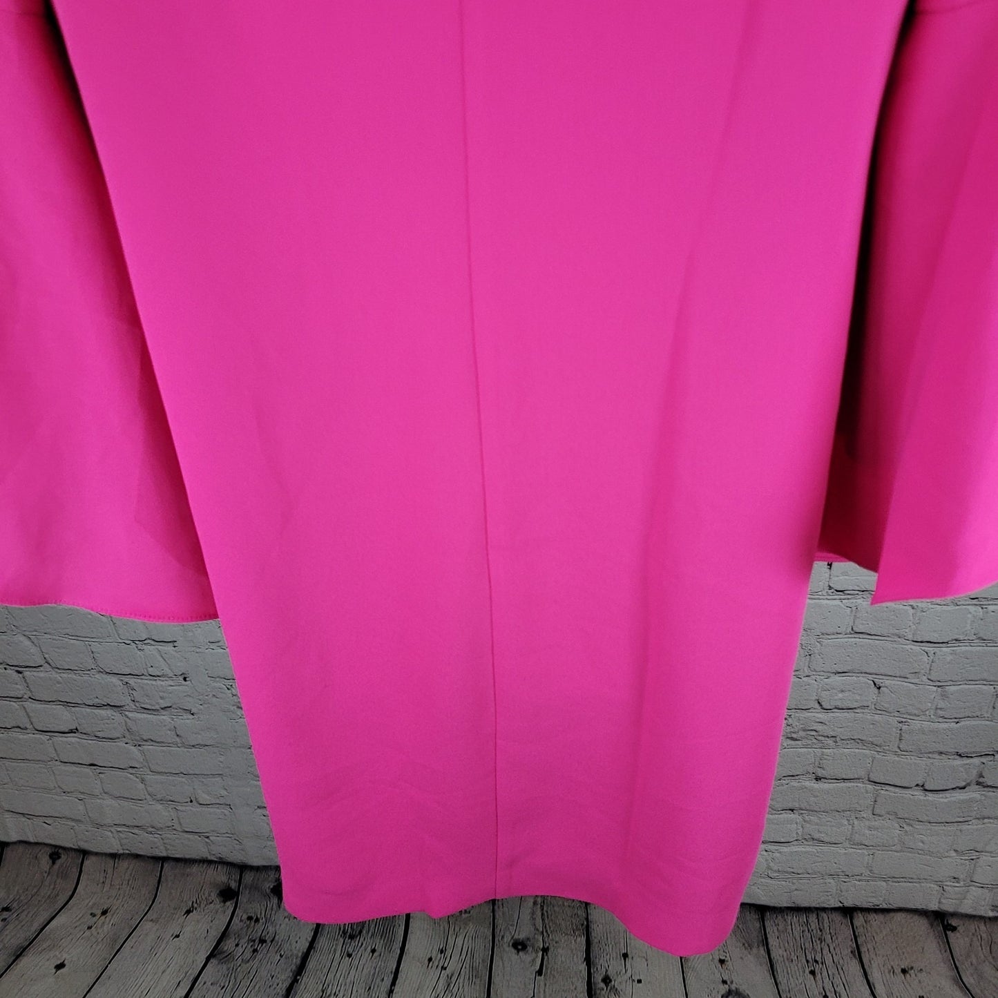 NWT Trina Turk Hot Pink Long Bell Sleeve Tie Back Lined Shift Dress Size Large L