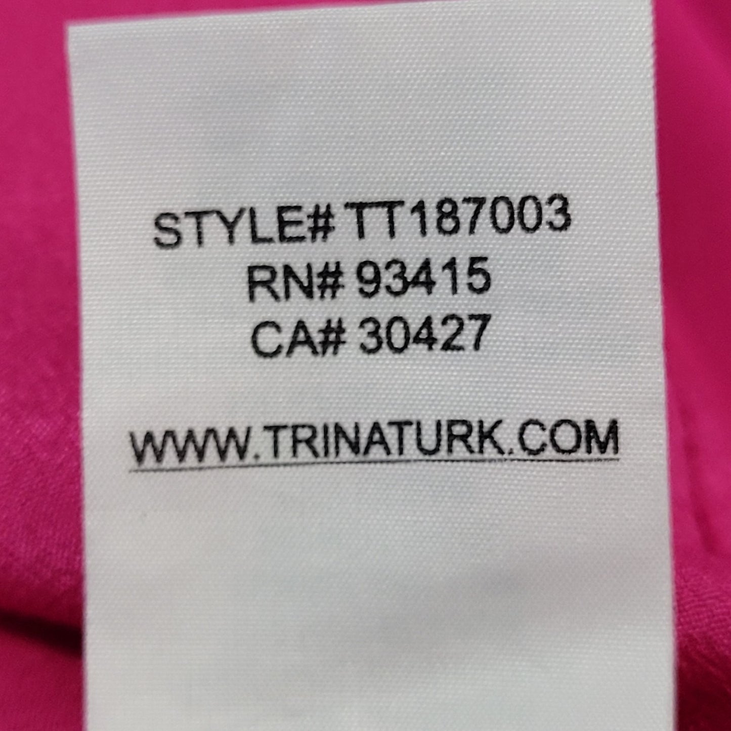 NWT Trina Turk Hot Pink Long Bell Sleeve Tie Back Lined Shift Dress Size Large L