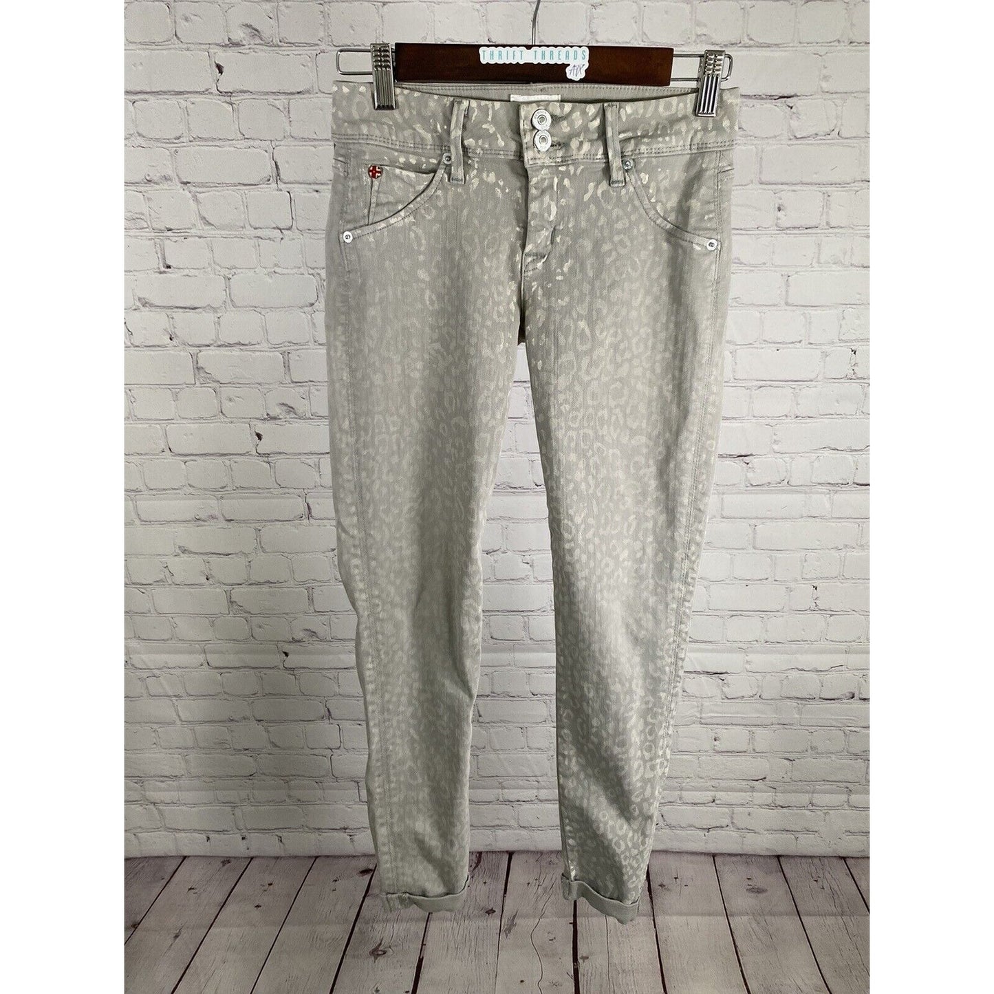 Hudson Gray Animal Print Kylie Crop Skinny Leg With Cuff Jeans (26 x 26.5)
