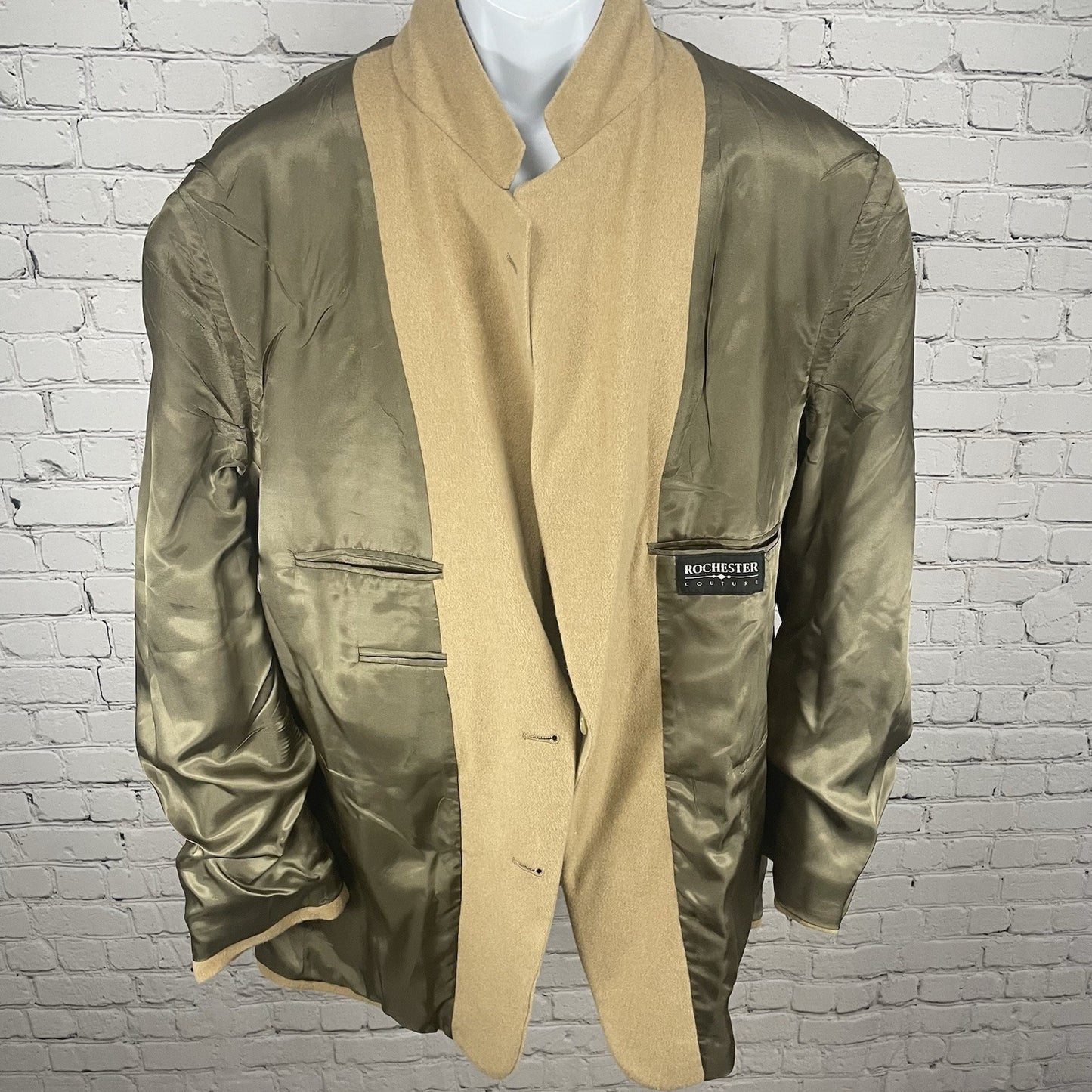 VTG Rochester Couture Tan 2 Button Vented Blazer Sport Coat USA Made Size 50L