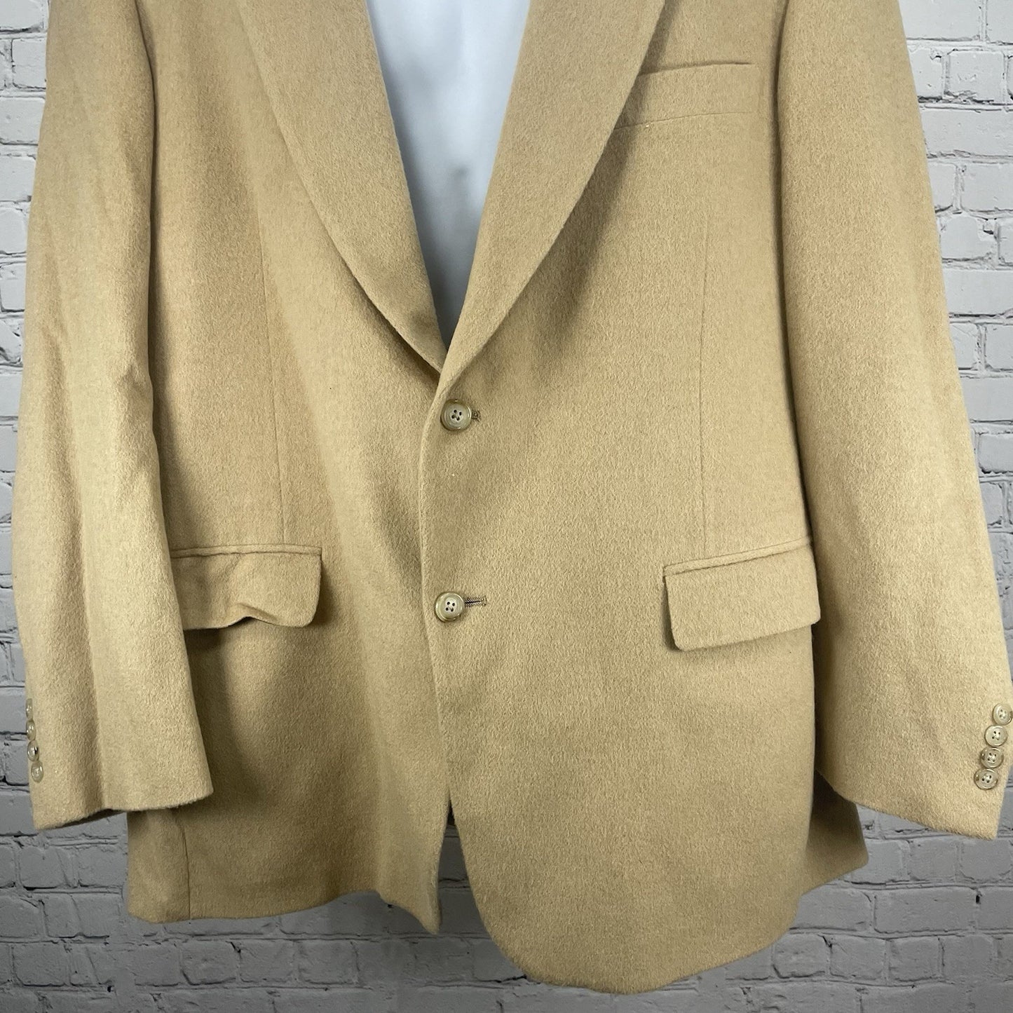 VTG Rochester Couture Tan 2 Button Vented Blazer Sport Coat USA Made Size 50L