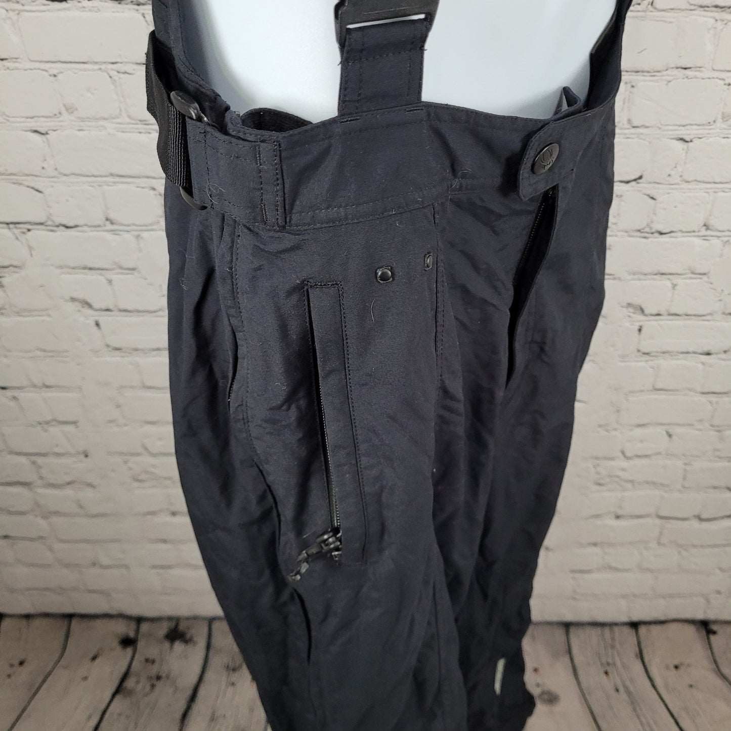 Spyder Black Adjustable Waist Snow Ski Bibs Pants Size Medium M (32x30)