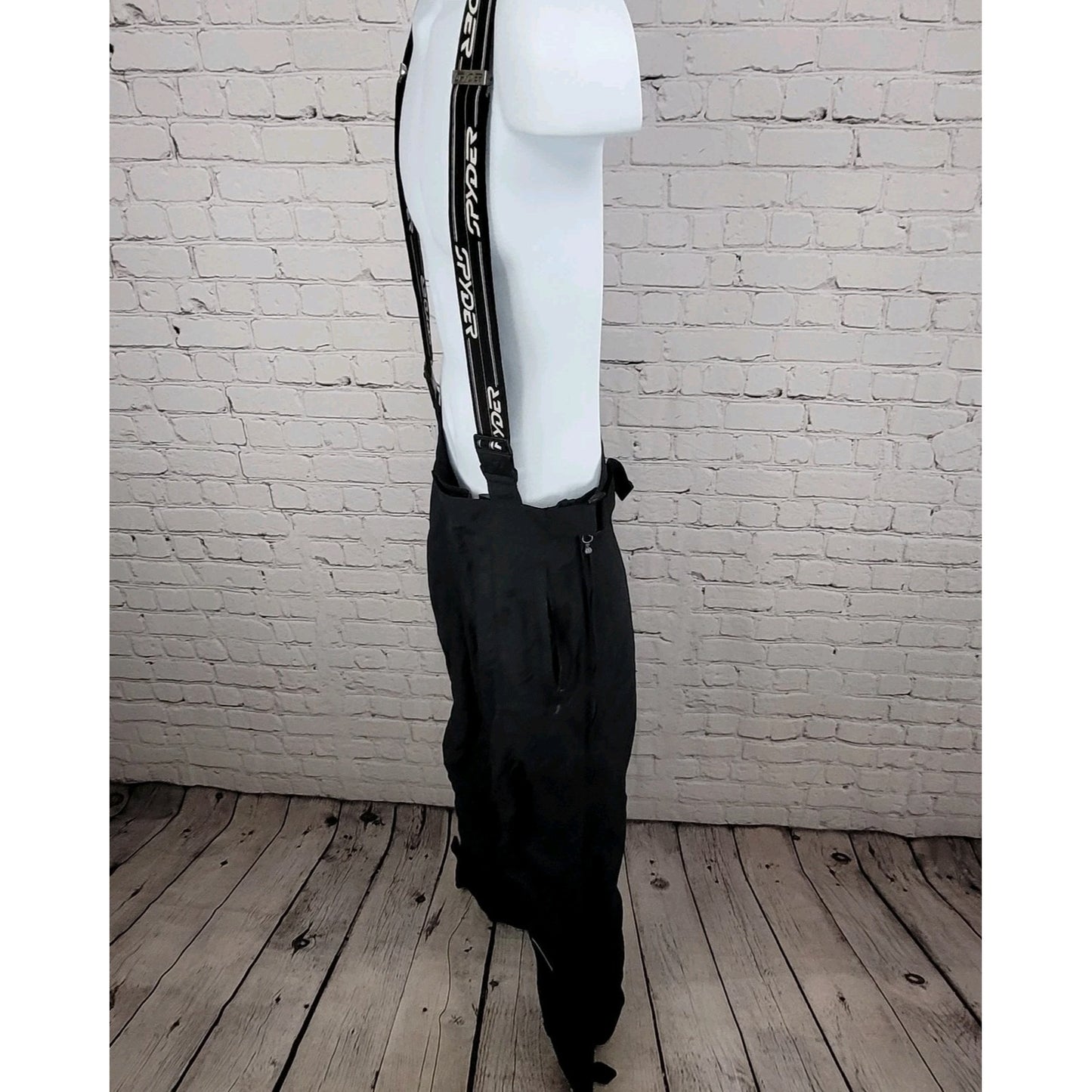 Spyder Black Adjustable Waist Snow Ski Bibs Pants Size Medium M (32x30)