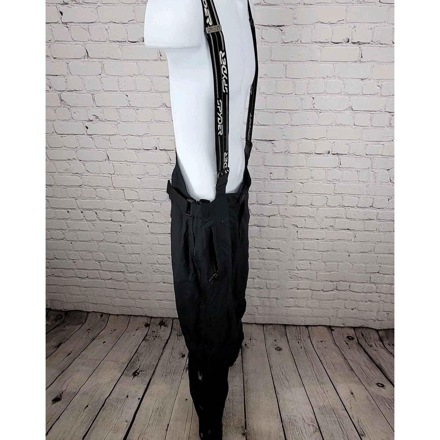 Spyder Black Adjustable Waist Snow Ski Bibs Pants Size Medium M (32x30)