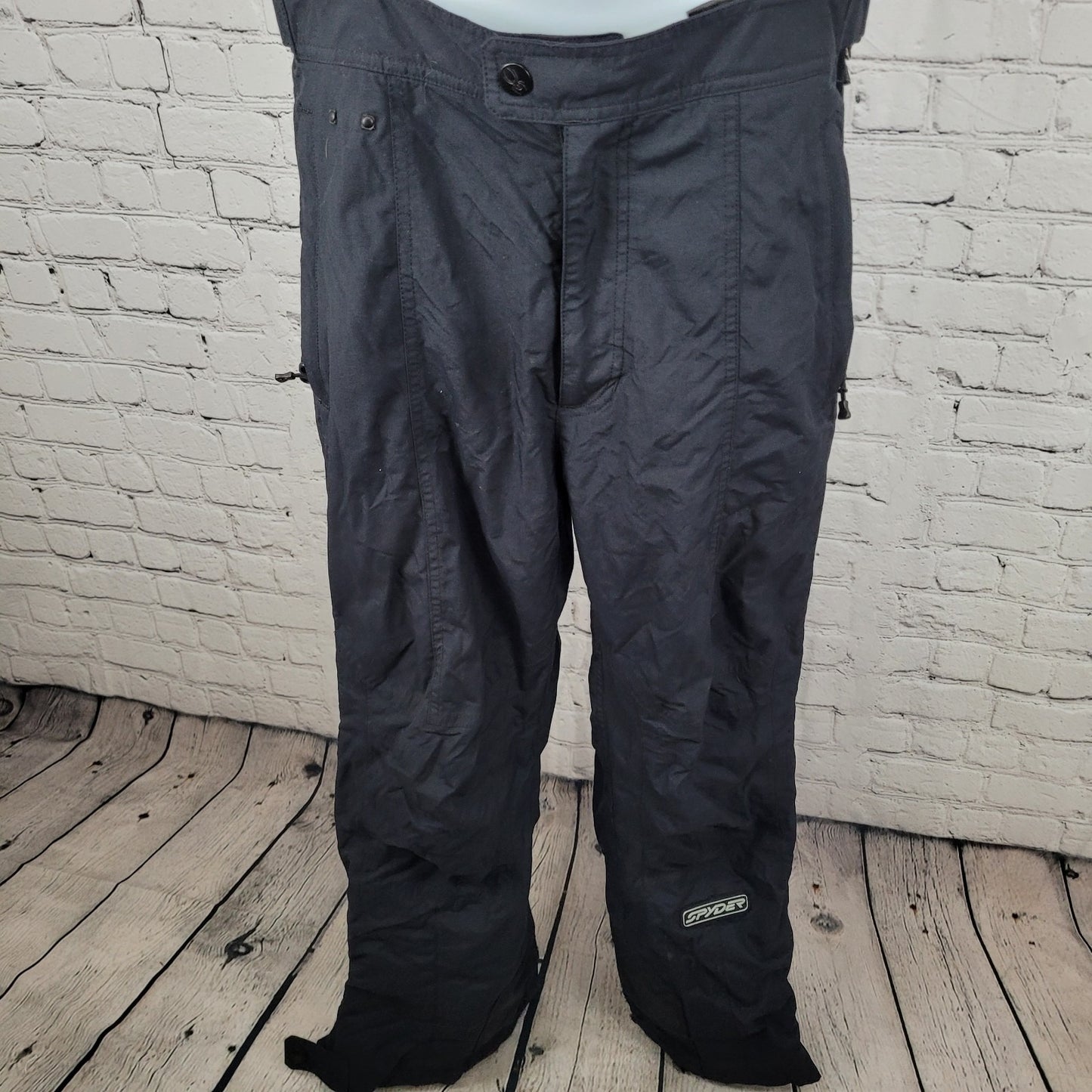 Spyder Black Adjustable Waist Snow Ski Bibs Pants Size Medium M (32x30)