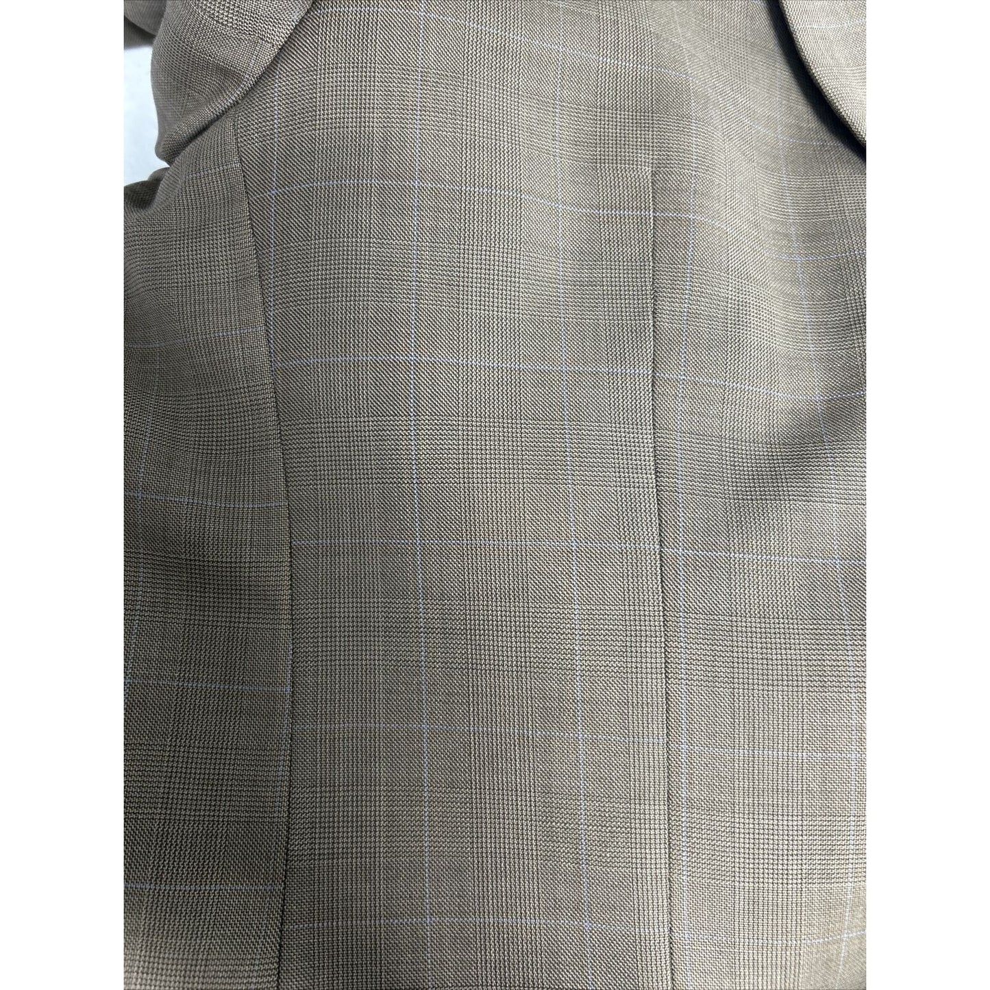 Jos A Bank Brown Blue Plaid 100% Wool Two Button Jacket Blazer Men’s 44R