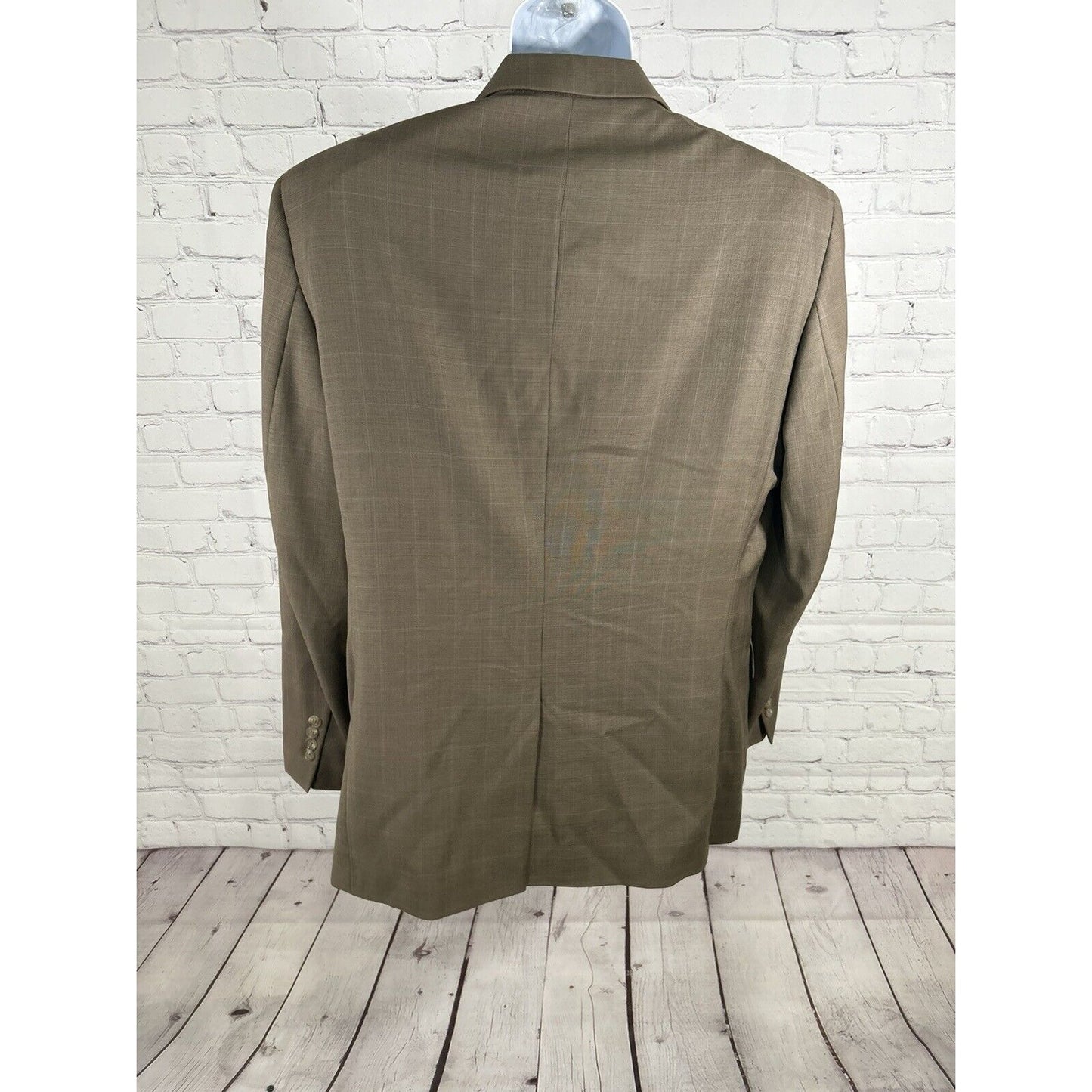 Jos A Bank Brown Blue Plaid 100% Wool Two Button Jacket Blazer Men’s 44R