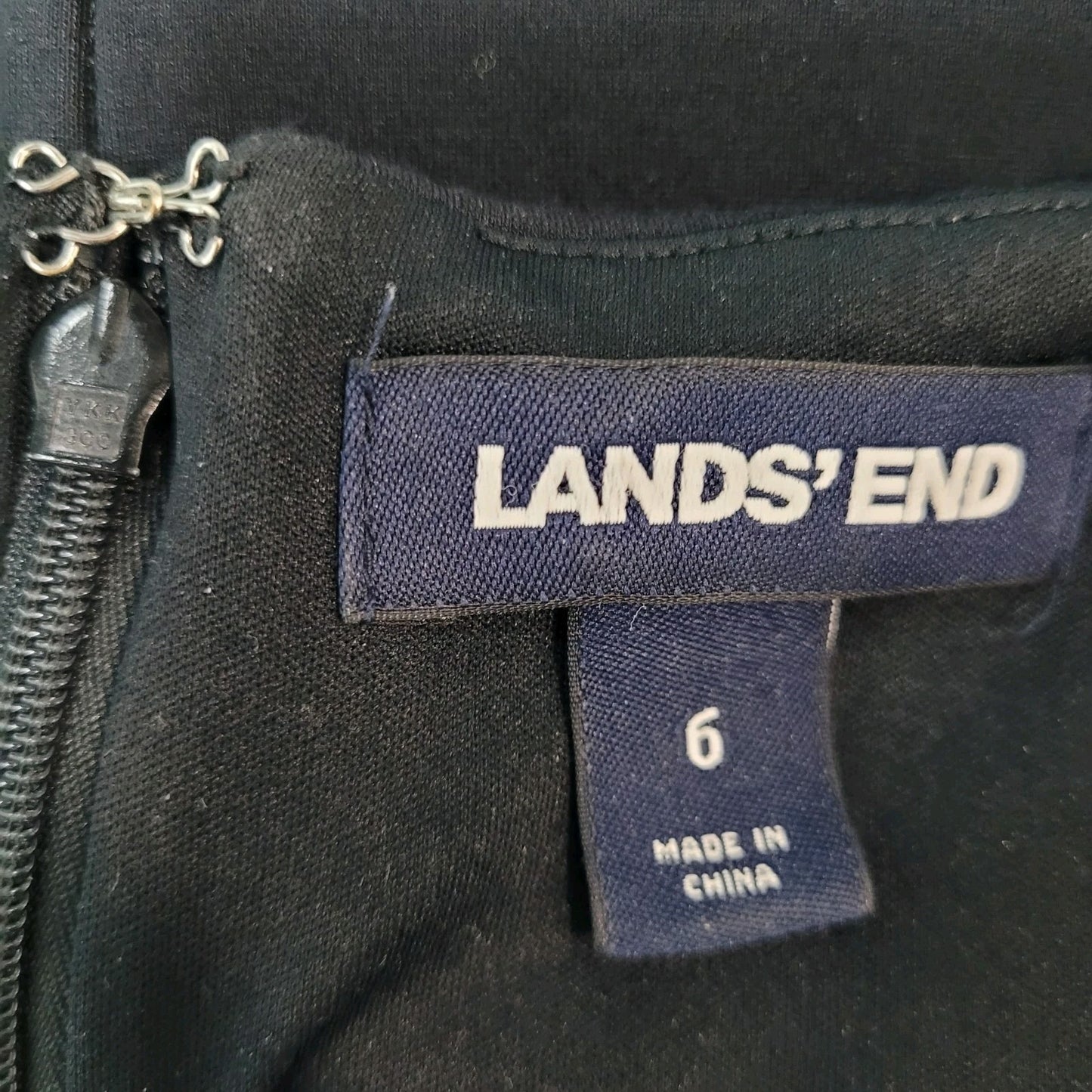 Land's End Black Sleeveless Stretch Square Neck Back Slit Sheath Dress Size 6