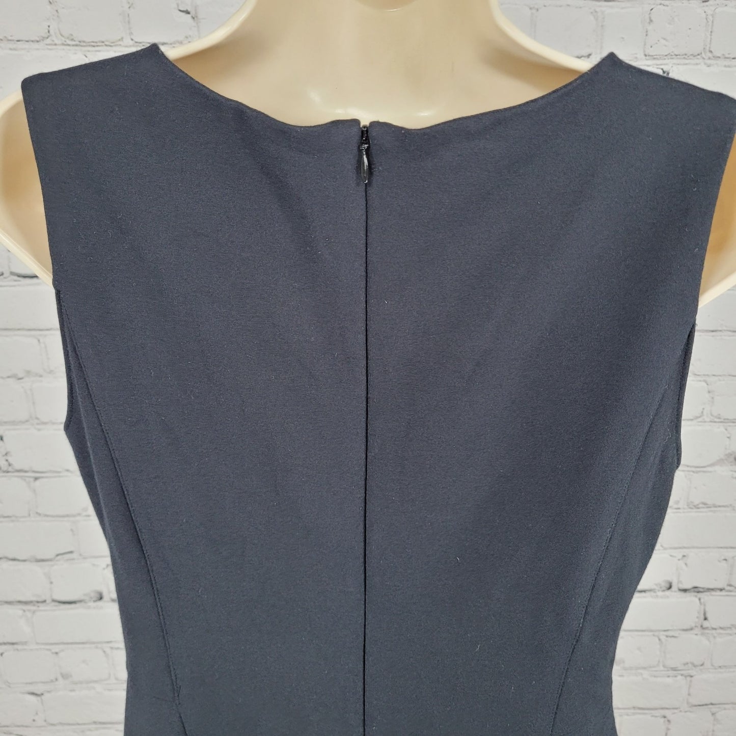Land's End Black Sleeveless Stretch Square Neck Back Slit Sheath Dress Size 6