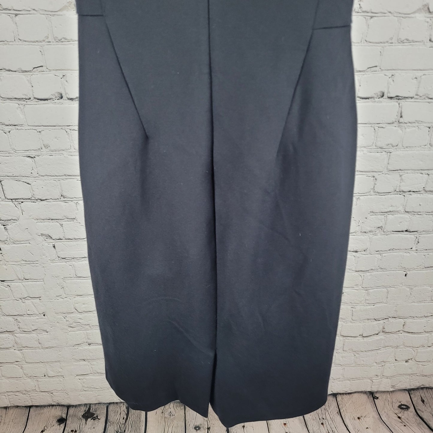 Land's End Black Sleeveless Stretch Square Neck Back Slit Sheath Dress Size 6