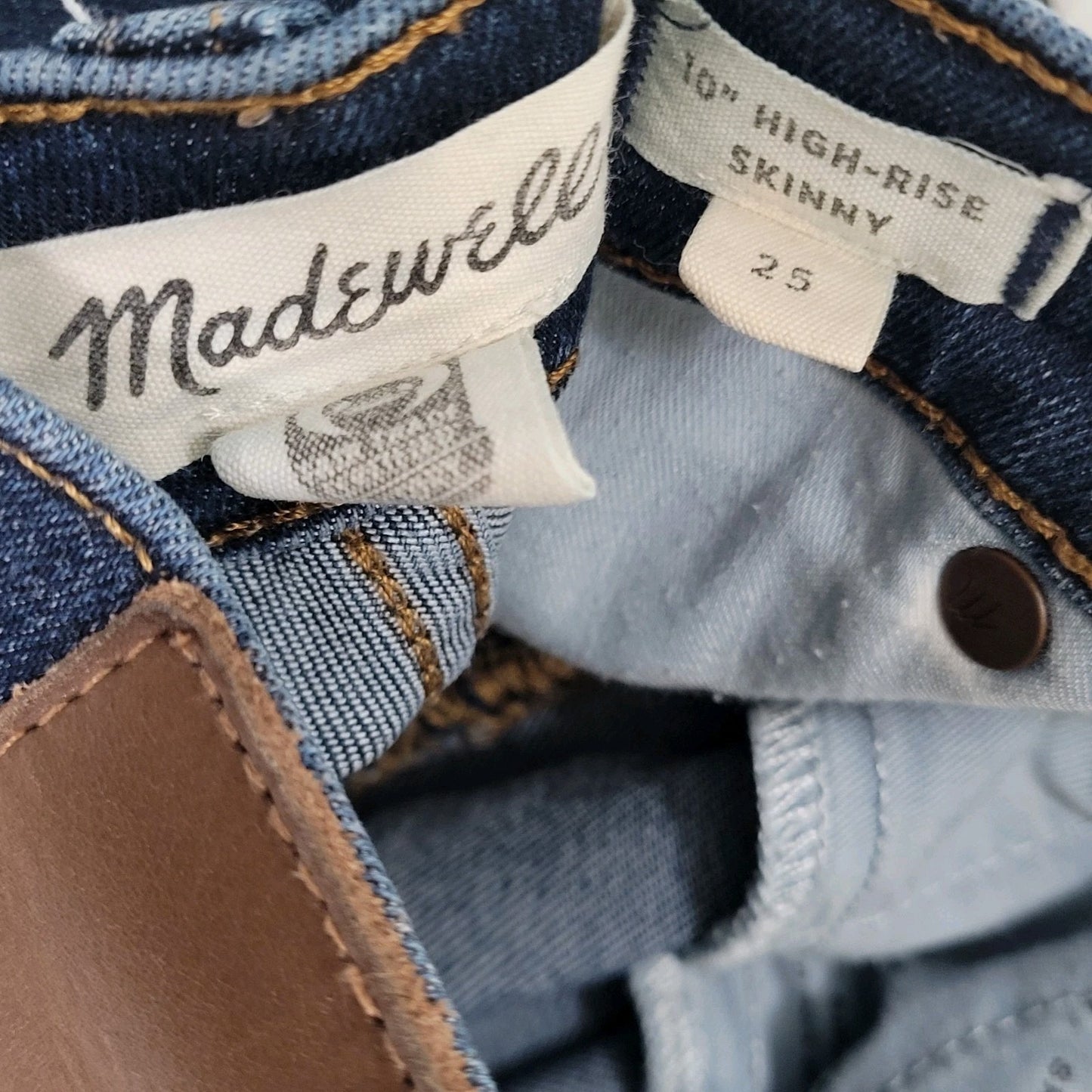 Madewell Blue Denim 10” High Rise Skinny Stretch Dark Wash Jeans Size 25 (25x26)