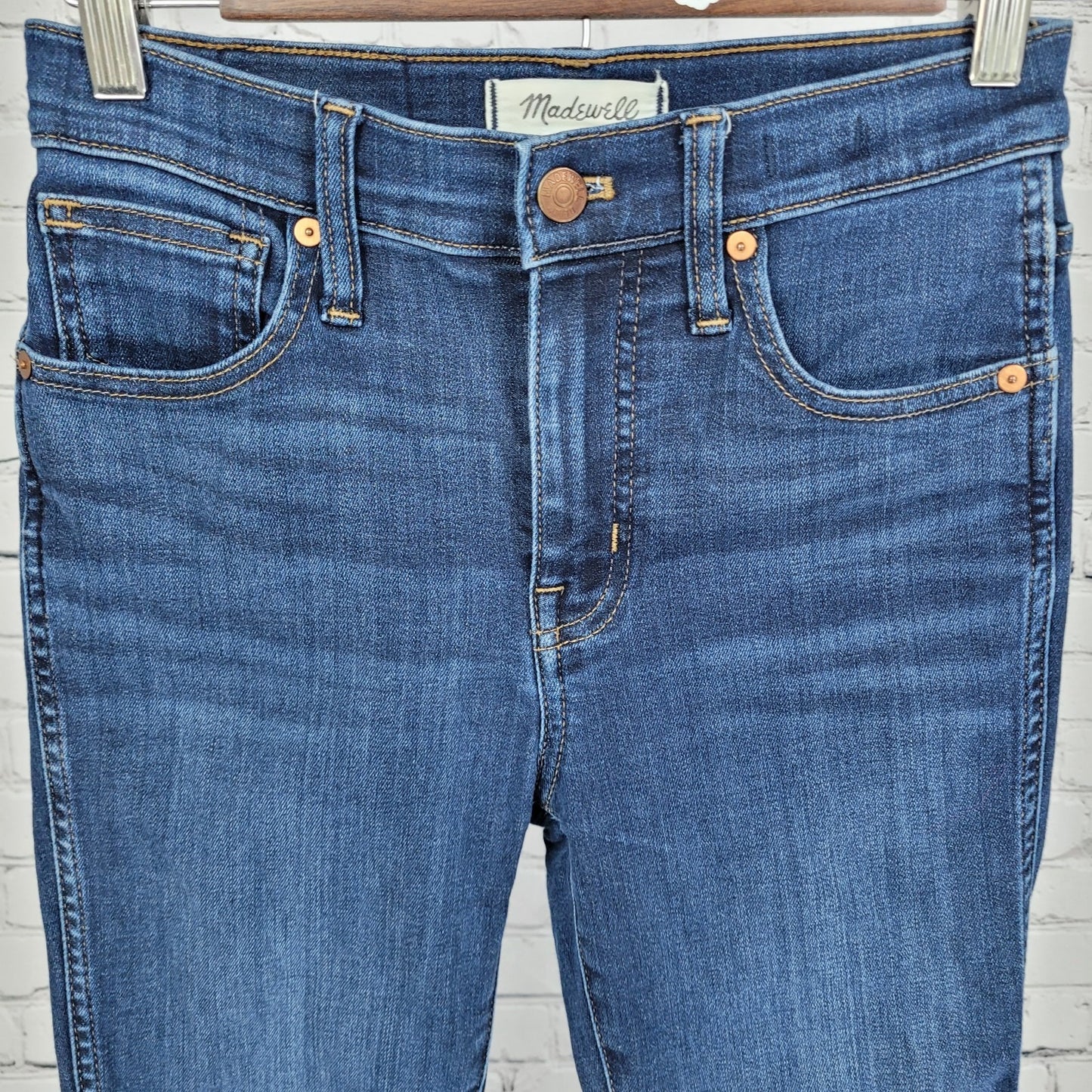 Madewell Blue Denim 10” High Rise Skinny Stretch Dark Wash Jeans Size 25 (25x26)