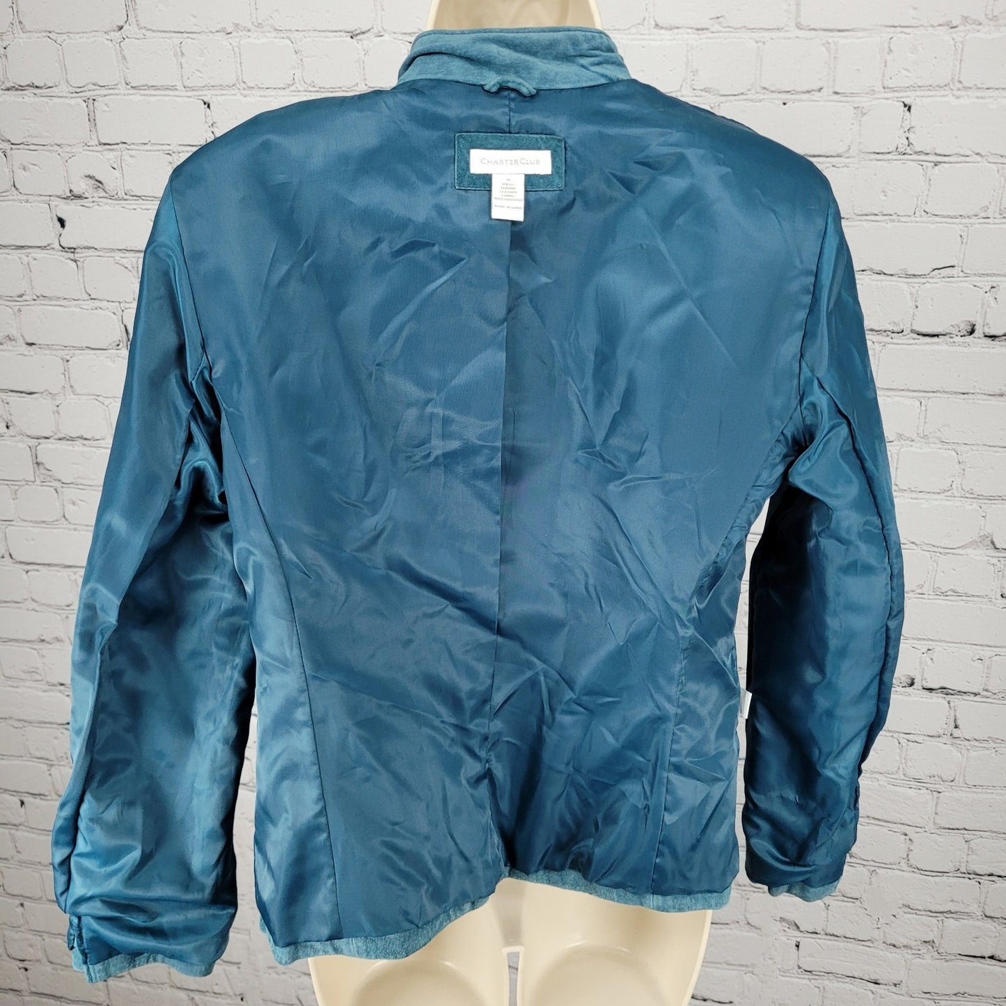 Charter Club Blue Genuine Suede Leather Buttoned Lined Jacket Size Medium M
