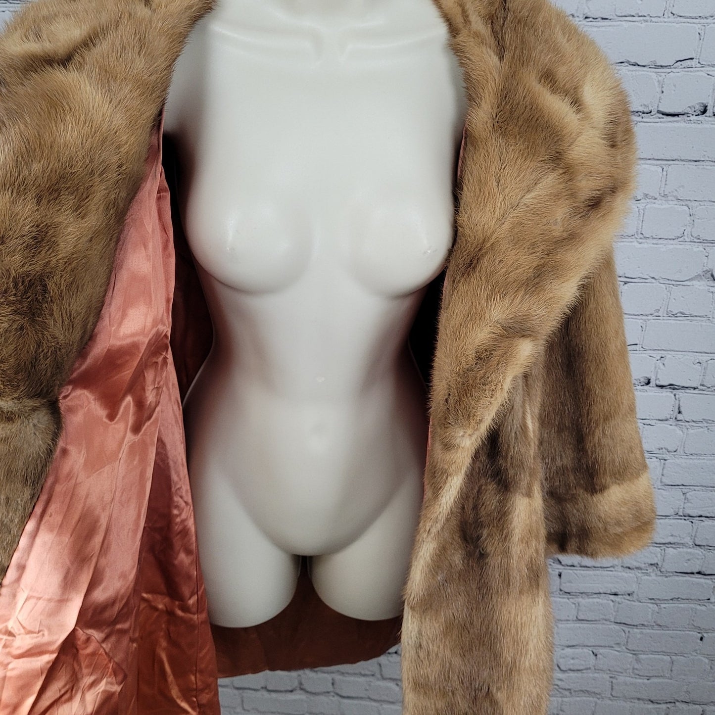 VTG Berkeley Furs The House Of Mink Burwood Brown Lined Overcoat Size Large L