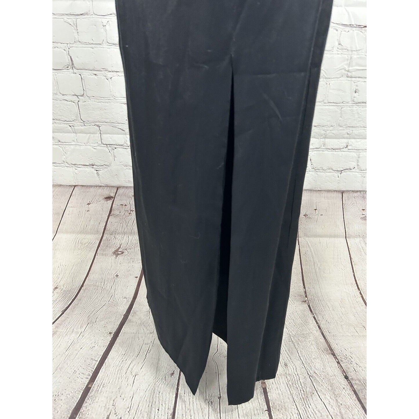 VTG Ever Beauty Shimmery Black Back Cut Out Full Length Side Slit Womens Dress 6