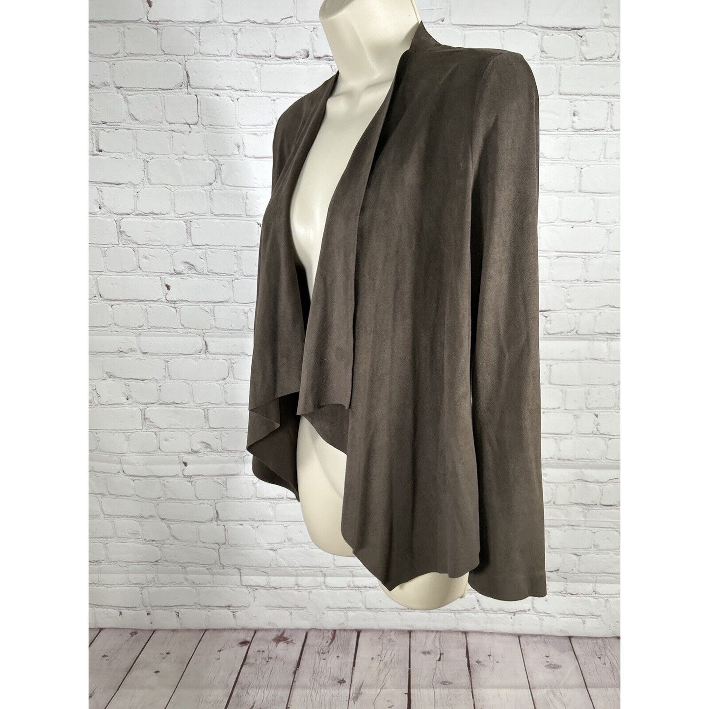 Zara Basic Solid Brown Open Front Drapey Long Sleeve Soft Cardigan Sweater S