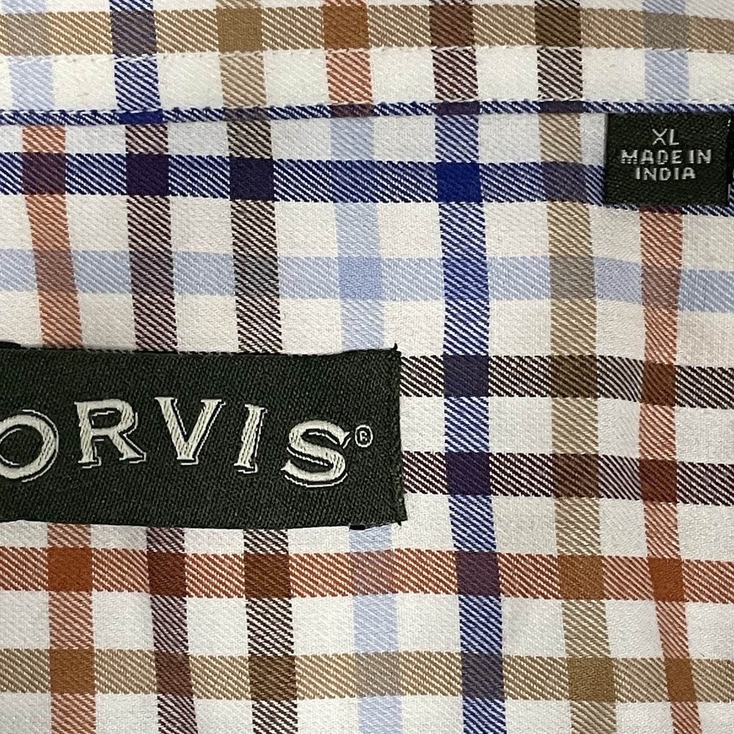 Orvis Multicolor Check Cotton Long Sleeve Button Up Lightweight Shirt Size XL