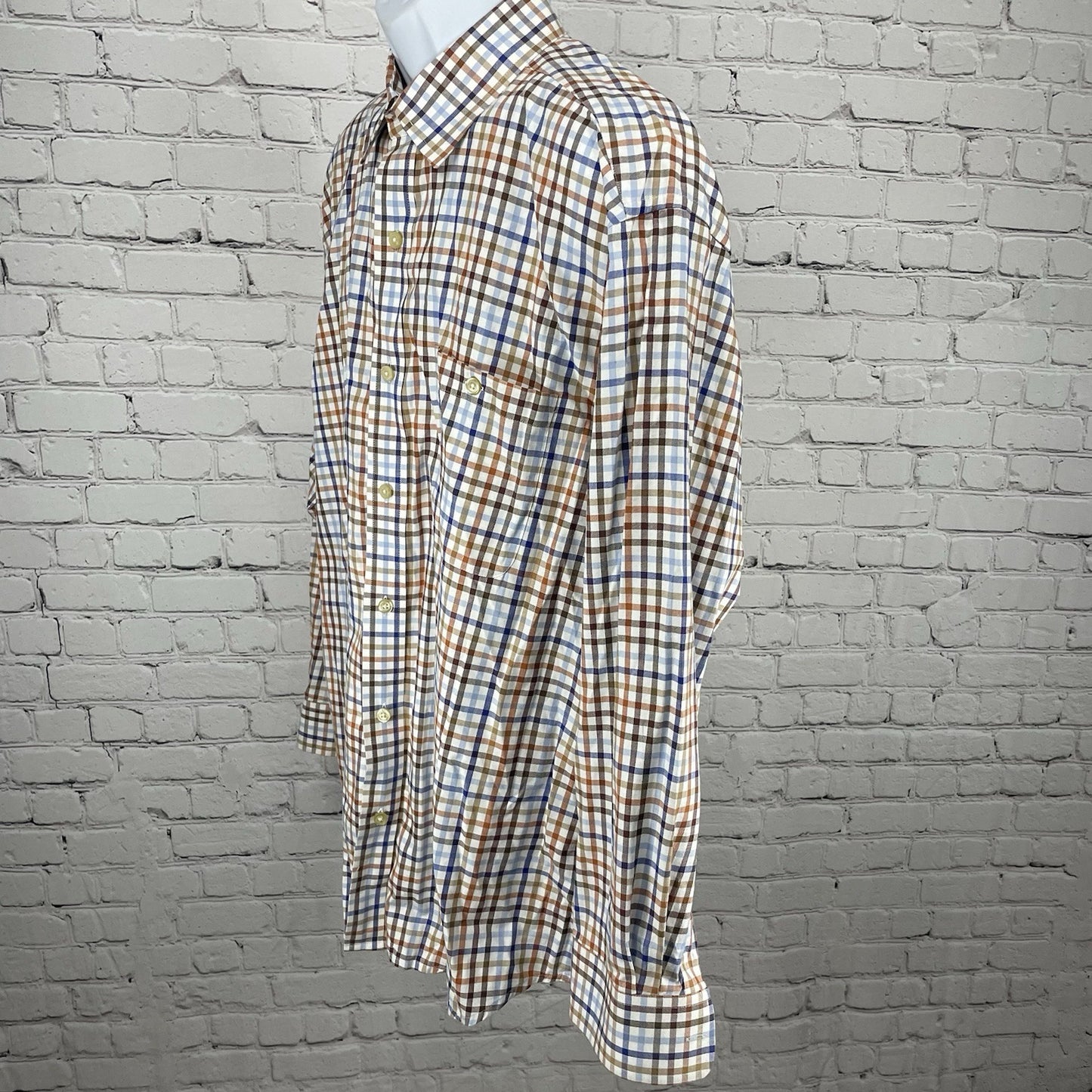 Orvis Multicolor Check Cotton Long Sleeve Button Up Lightweight Shirt Size XL